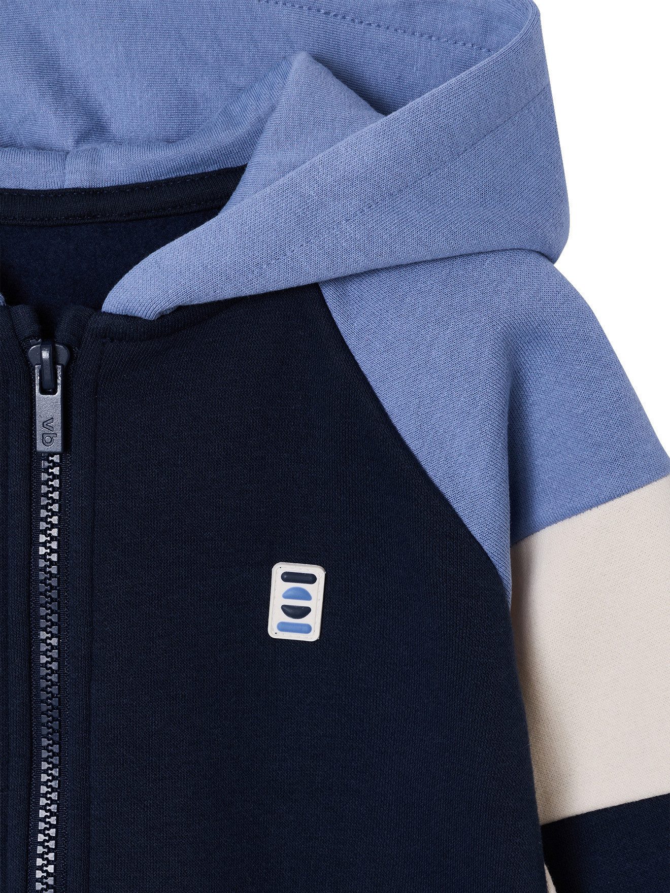 vertbaudet Fleecepullover Kapuzensweatjacke Jungen im Colorblock-Look – Bild 3 von 5