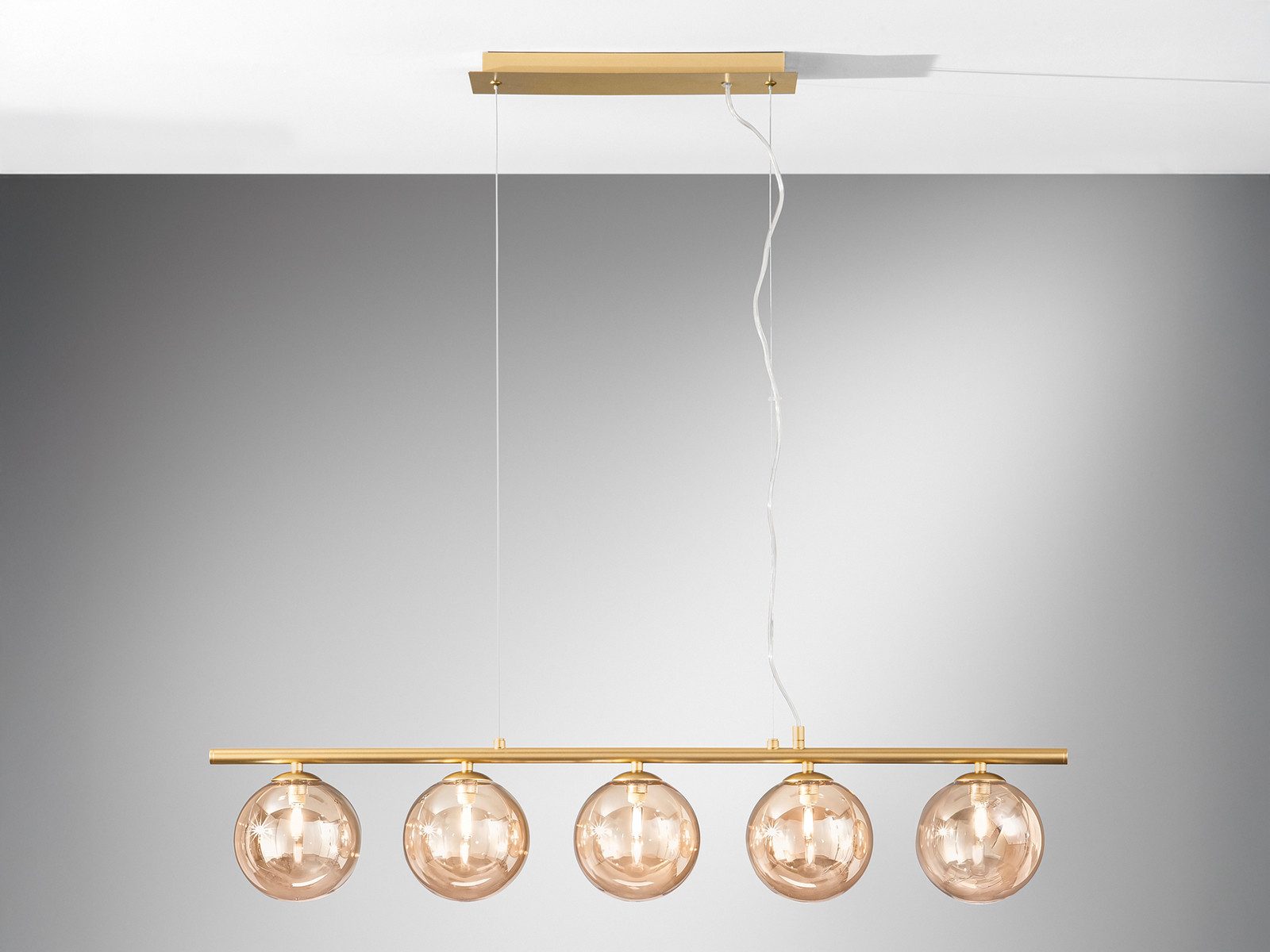 Luce Ambiente Design LED Pendelleuchte mit Glas-Kugel Schirmen Breite 100cm, Dimmfunktion, LED wechselbar, über Schalter in 3 Stufen dimmbar, Warmweiß, ausgefallene Hängelampe mehrflammig hängend für Esstisch inkl. G9 LEDs