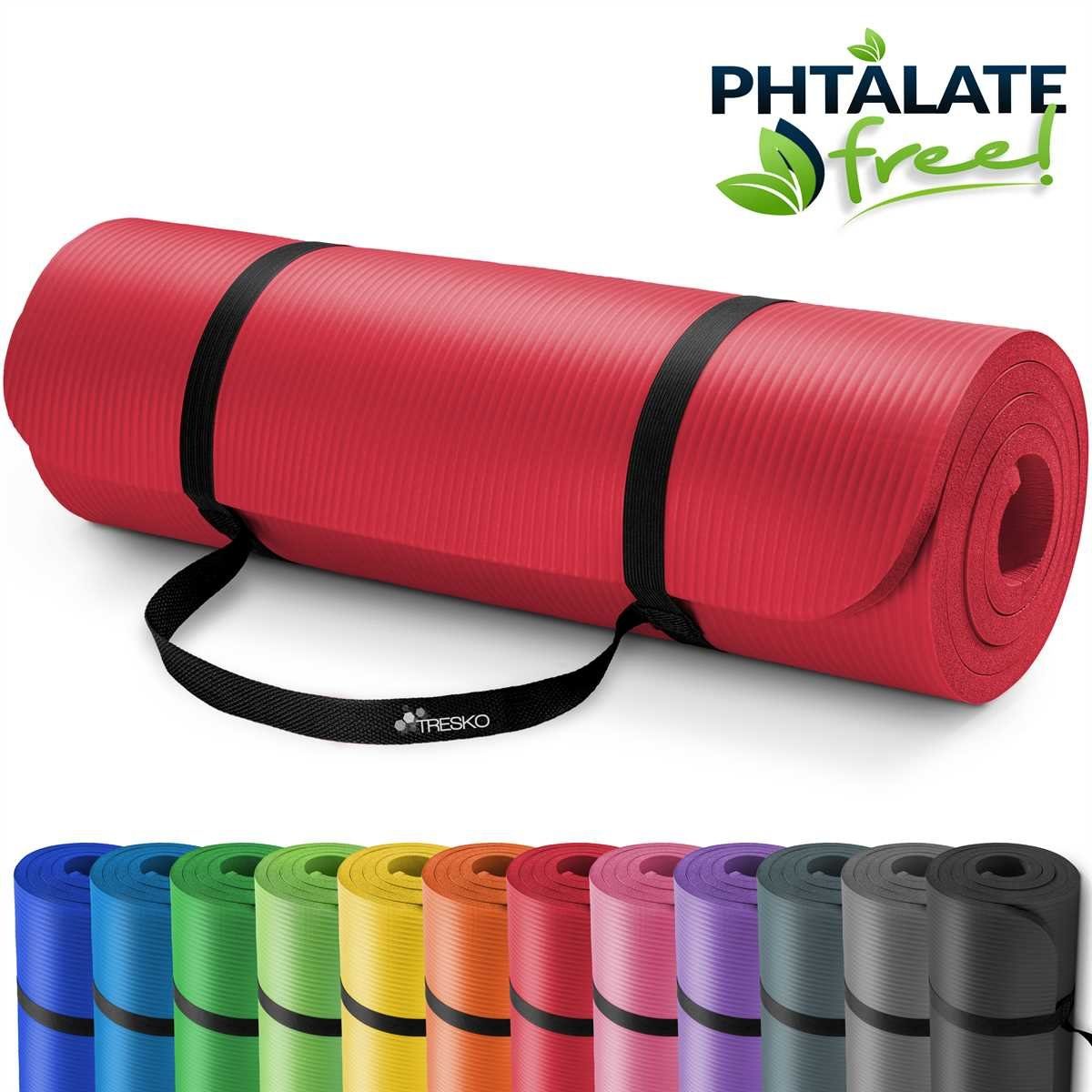 TRESKO Gymnastikmatte rutschfest mit Tragegurt Sportmatte gepolstert, Yogamatte Gymnastikmatte Dick Fitnessmatte