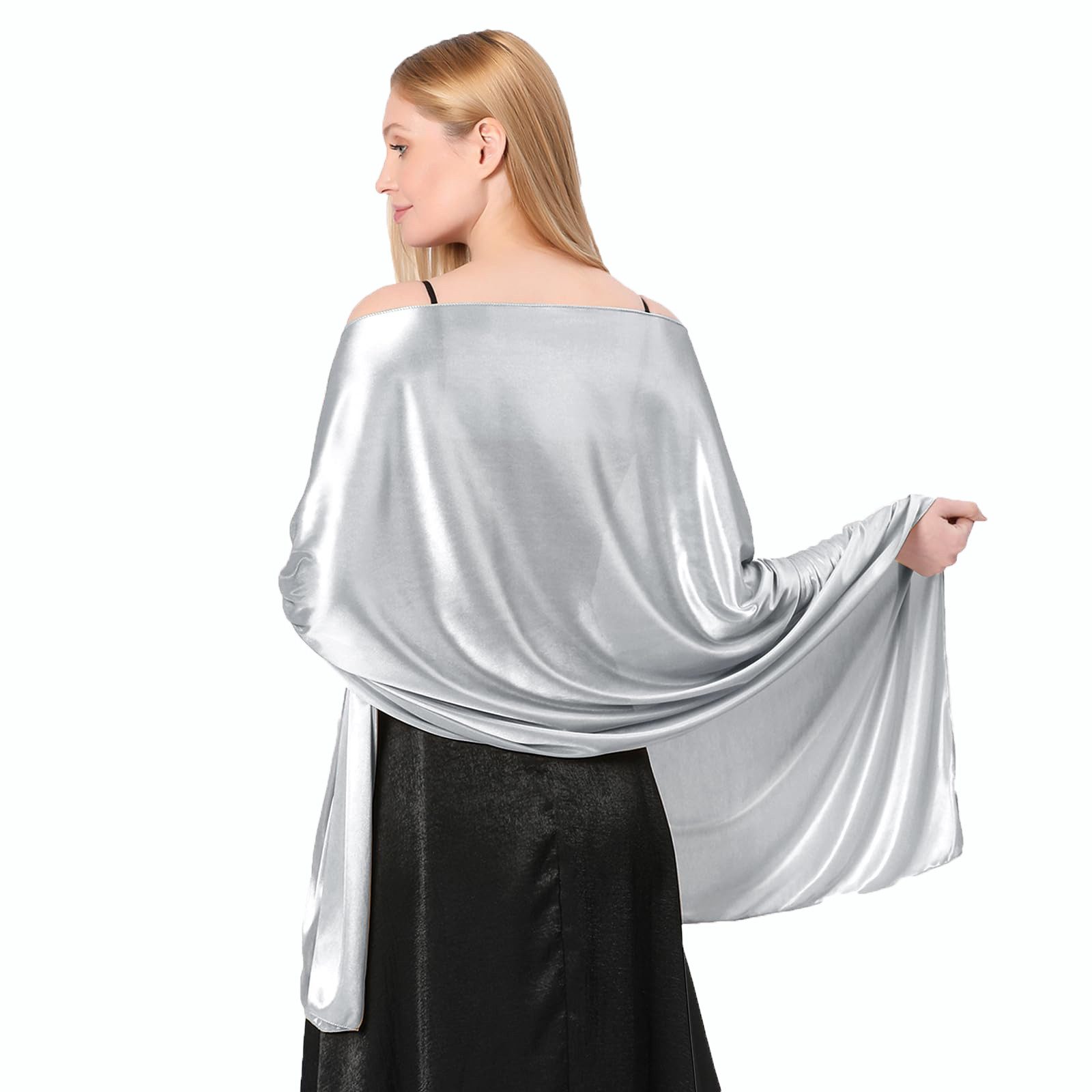 Zaewry Modeschal Damen Mode-Schal, Satin-Schal, farbenfroher Schal, geeignet für Hochzeiten, Abendkleider und Sommerpartys