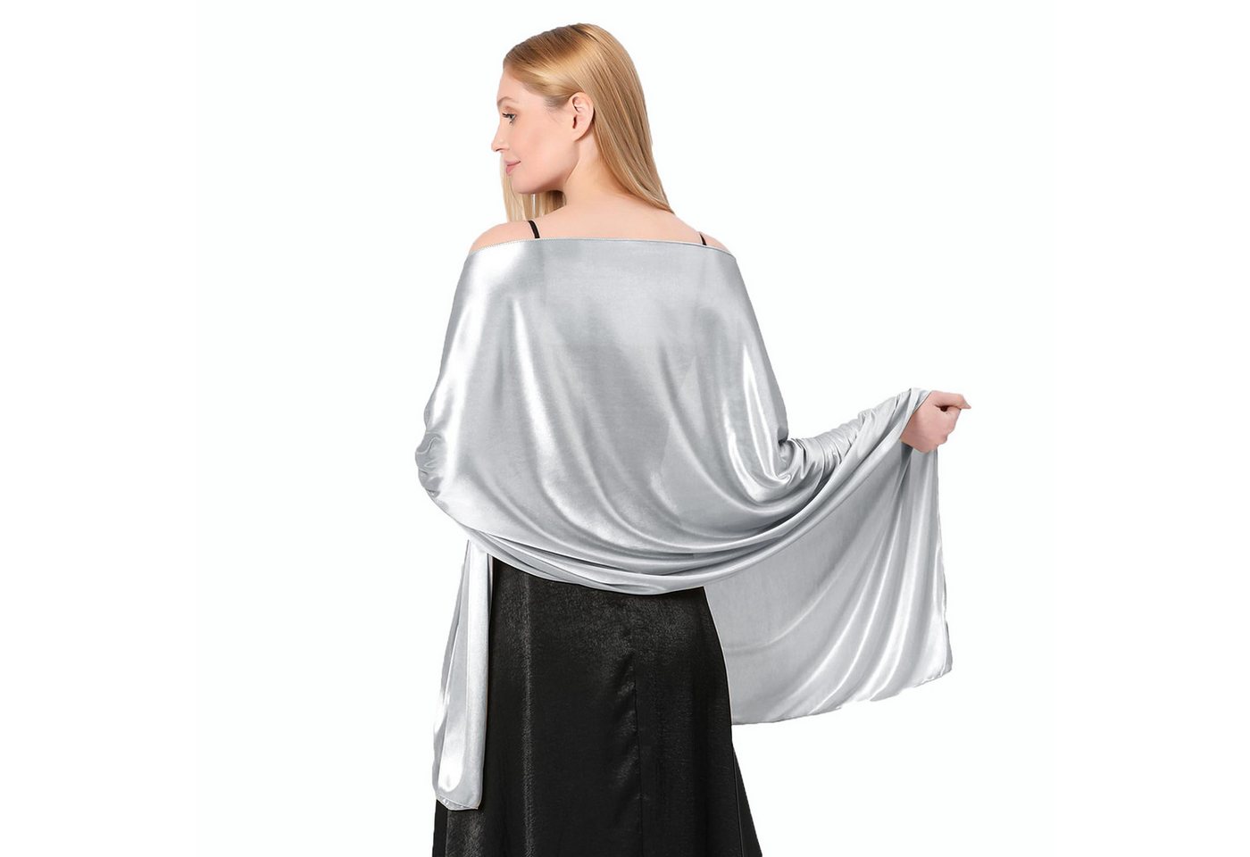 Zaewry Modeschal Damen Mode-Schal, Satin-Schal, farbenfroher Schal, geeignet für Hochzeiten, Abendkleider und Sommerpartys