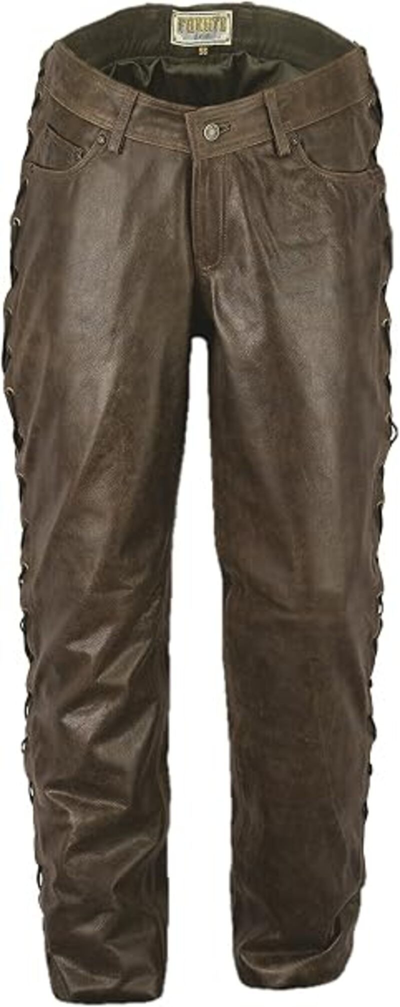 Fuente Leather Wears Motorradhose Herren Motorrad Schürlederhose Antik Braun, Lederjeans lang