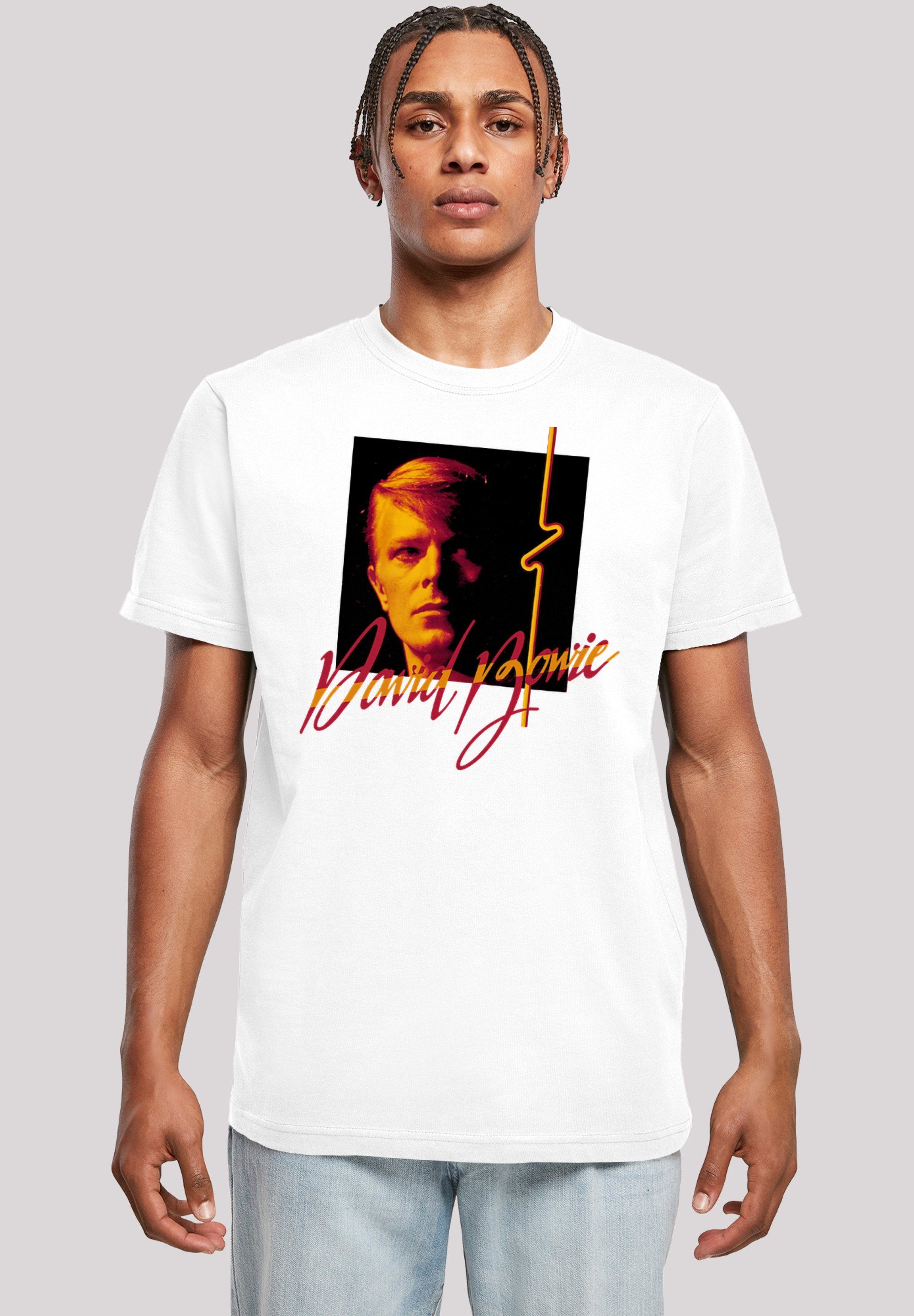 Photo 90s Bowie weiß Merch,Regular-Fit,Basic,Bandshirt F4NT4STIC Herren,Premium Angle David T-Shirt