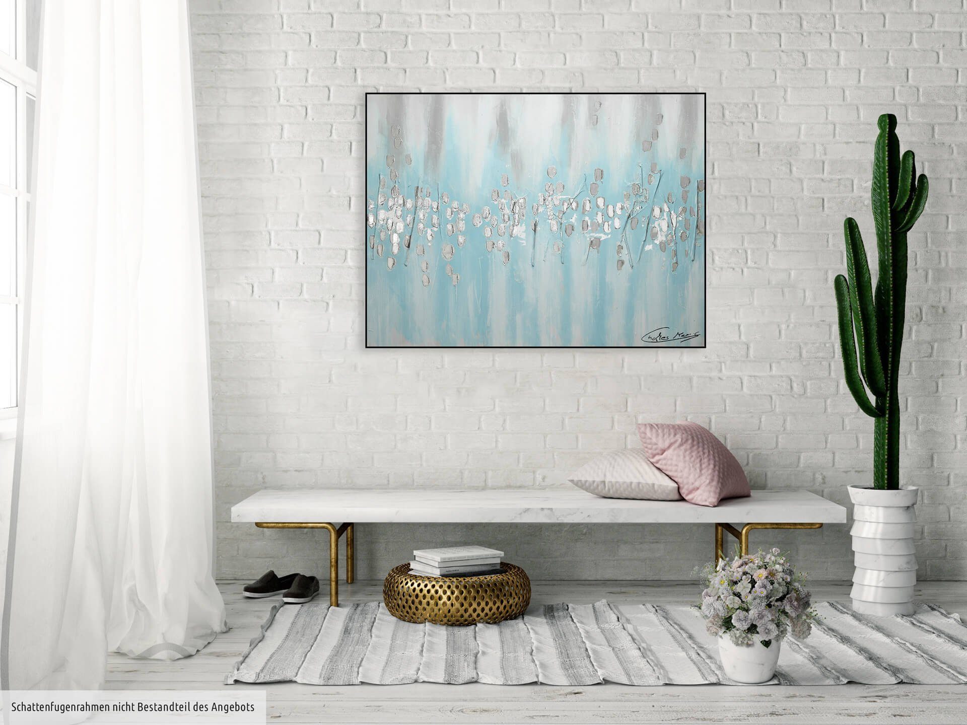 HANDGEMALT Gemälde cm, Entspannung Leinwandbild Wohnzimmer 100x75 KUNSTLOFT 100% Wandbild Kühle