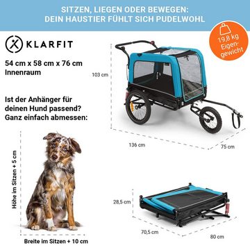 KLARFIT Fahrradkinderanhänger Husky Vario 2-in-1 Hundeanhänger, Hund Fahrradanhänger Hundewagen Anhänger Fahrrad Hundefahrradanhänger