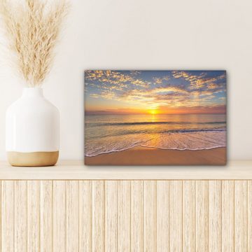 OneMillionCanvasses® Leinwandbild Strand - Sonnenuntergang - Meer, (1 St), Wandbild Leinwandbilder, Aufhängefertig, Wanddeko, 30x20 cm