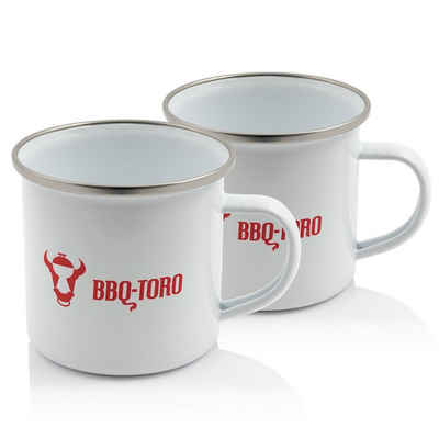 BBQ-Toro Tasse Emaille Tasse (2 Stück), 350 ml, Emaillebecher für Camping, Outdoor, Stahl