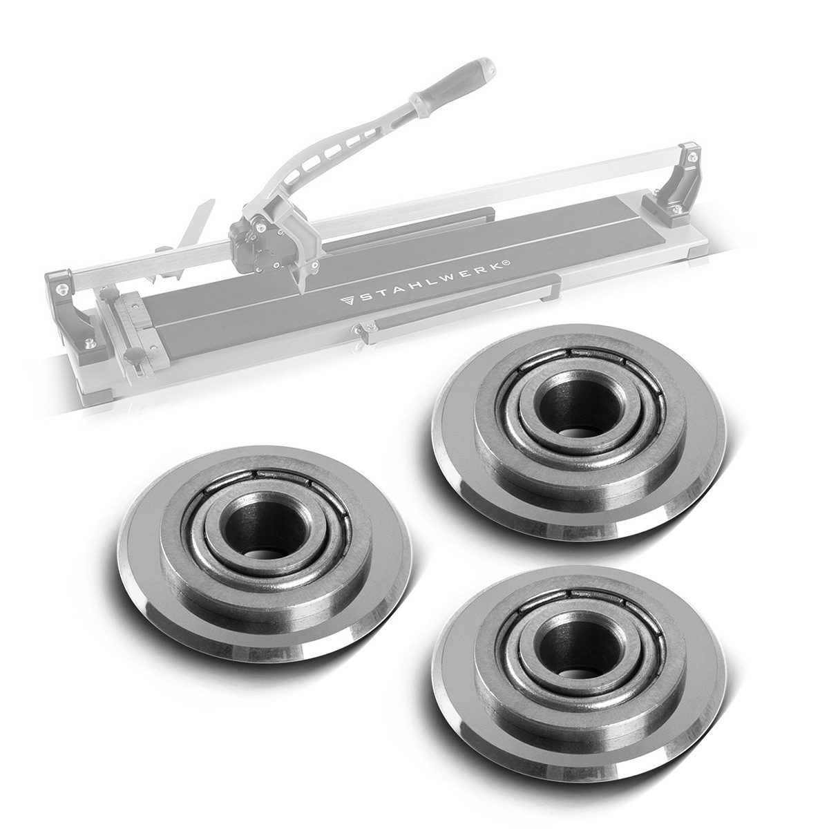 STAHLWERK manueller Fliesenschneider 3 x Universal Fliesenschneidrad 22 x 6 x 6 mm 14 mm Schneidleistung, Set, 1-tlg., Set, perfekte Schneidleistung
