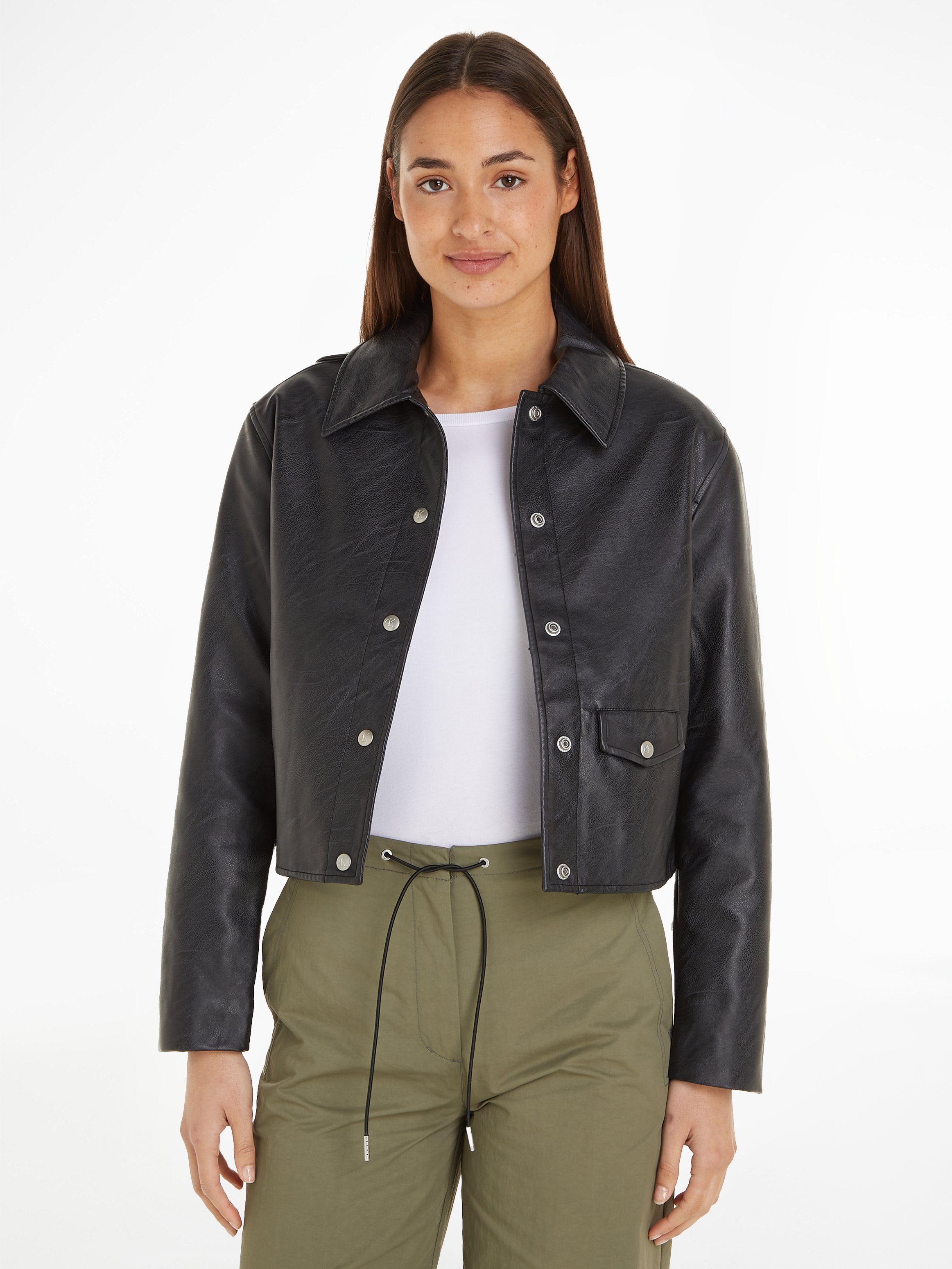 FAUX LEATHER Calvin Klein Lederimitatjacke SHORT JACKET Jeans