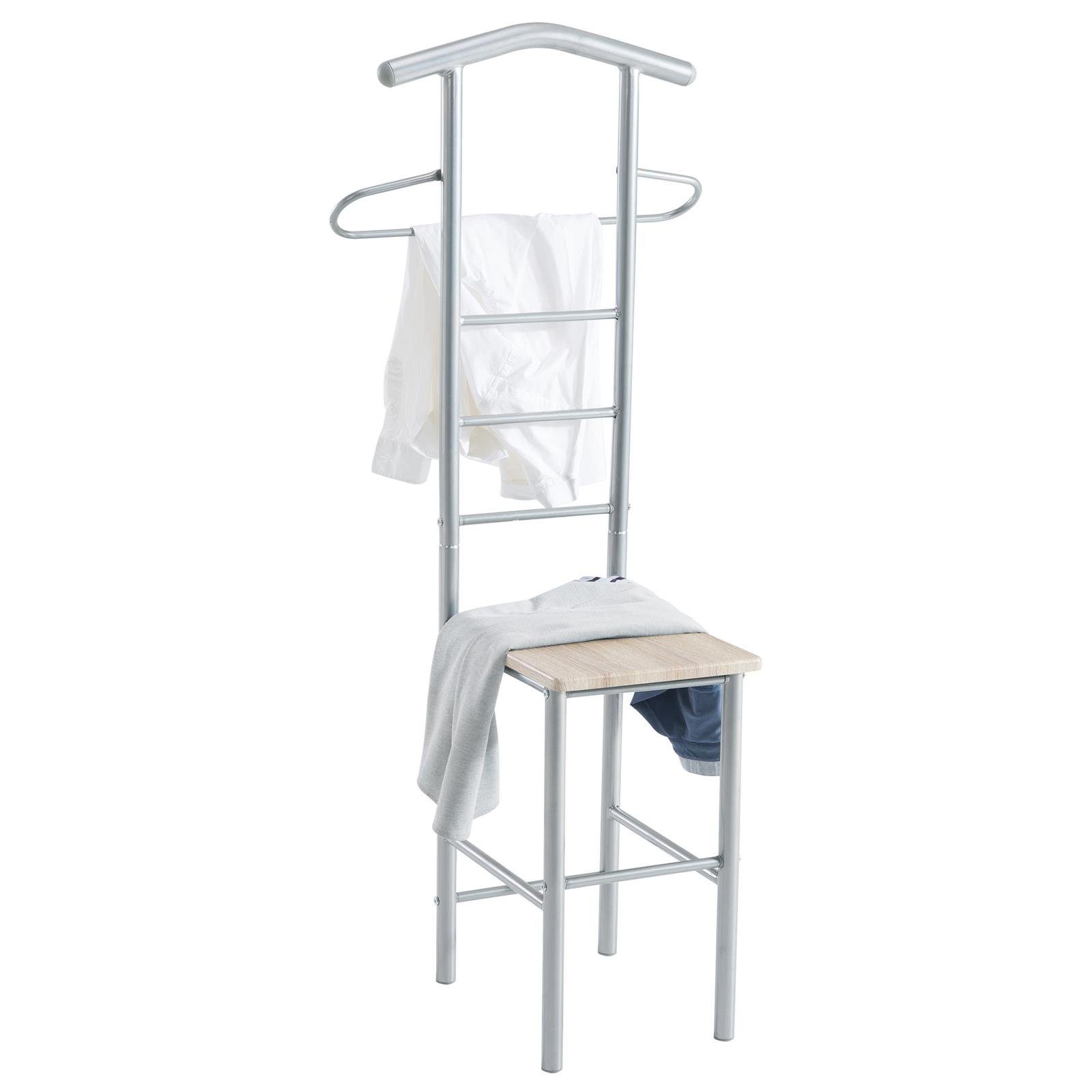 CARO-Möbel Herrendiener JIVO, Stummer Diener mit Hosenbügel Kleiderablage aus Metall sonoma eiche