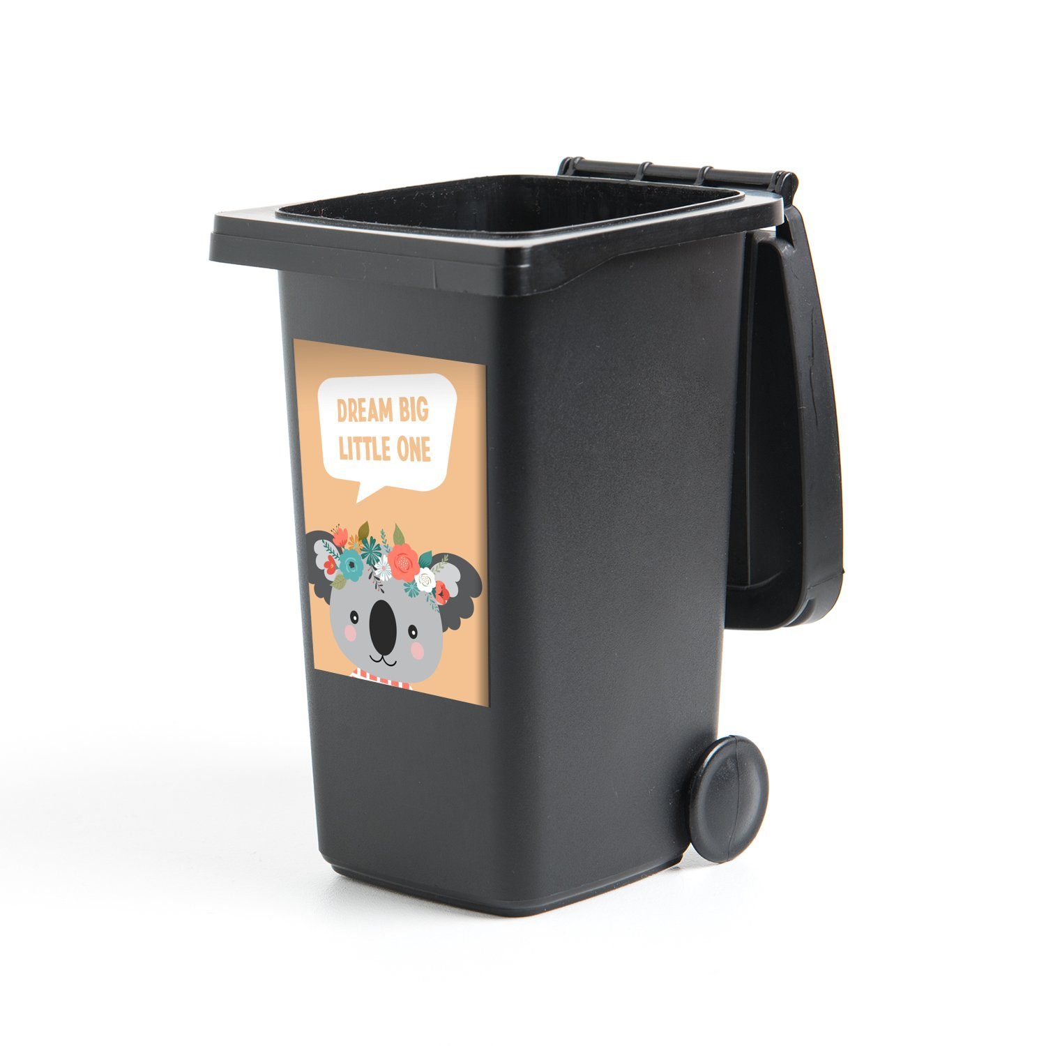 MuchoWow Wandsticker Koala - Zitat - Blumenkrone (1 St), Mülleimer-aufkleber, Mülltonne, Sticker, Container, Abfalbehälter
