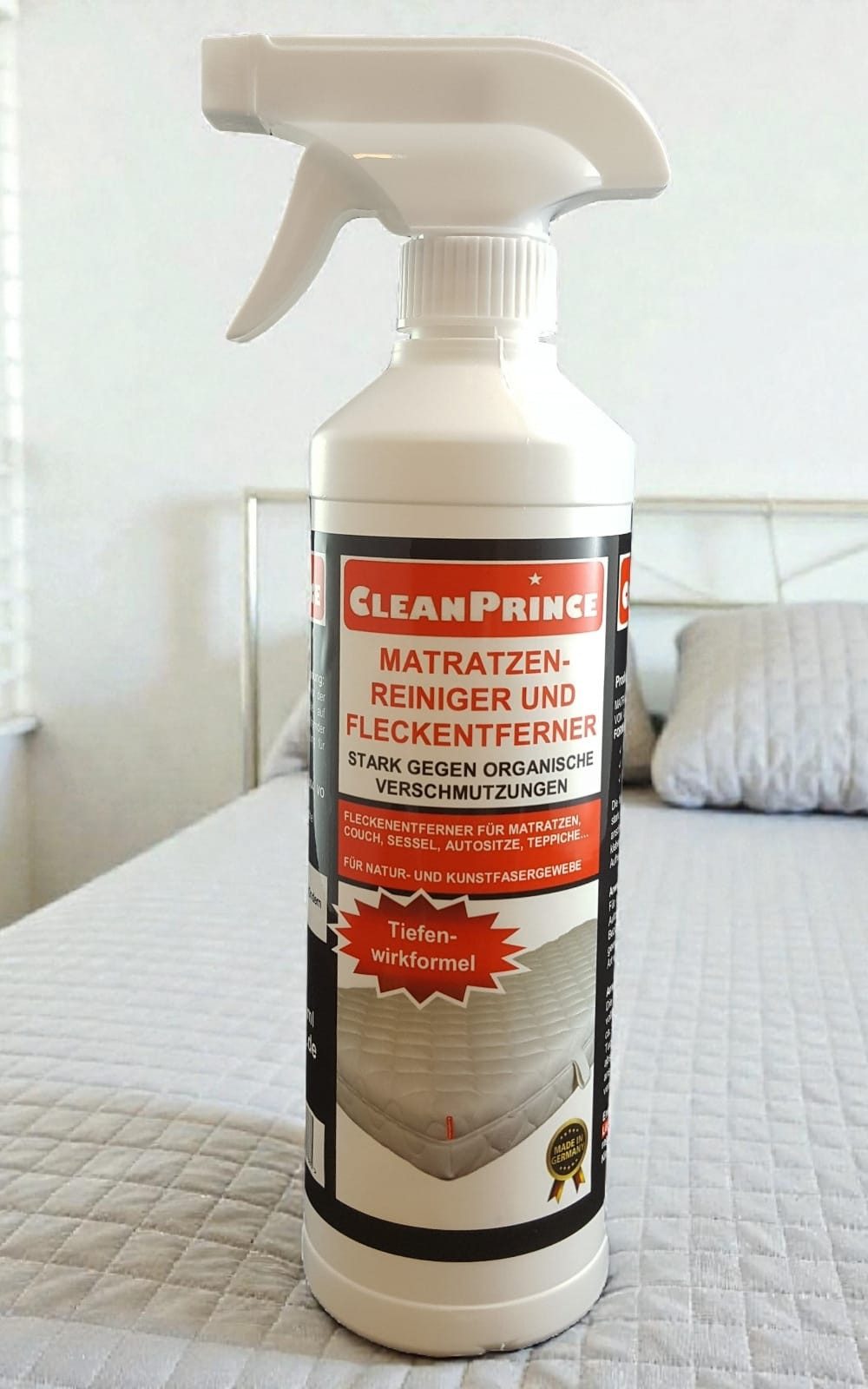 CleanPrince Matratzenreiniger, Textil Matratzenhygiene Spray Flecken Allzweckreiniger (3 in 1: Reiniger + Auffrischer + Geruchsentferner)