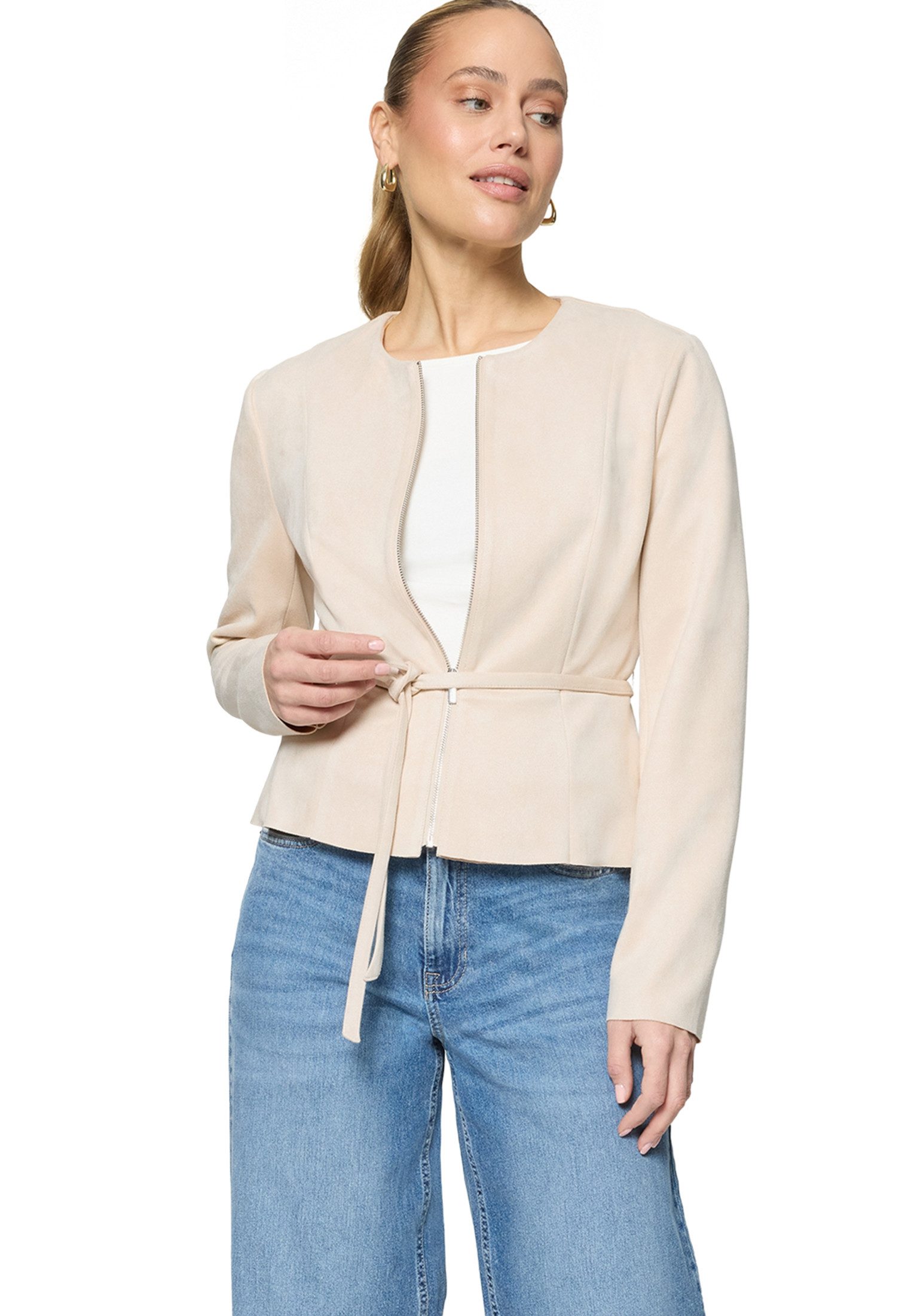 Zero Jackenblazer Damen in Lederoptik Gürtel