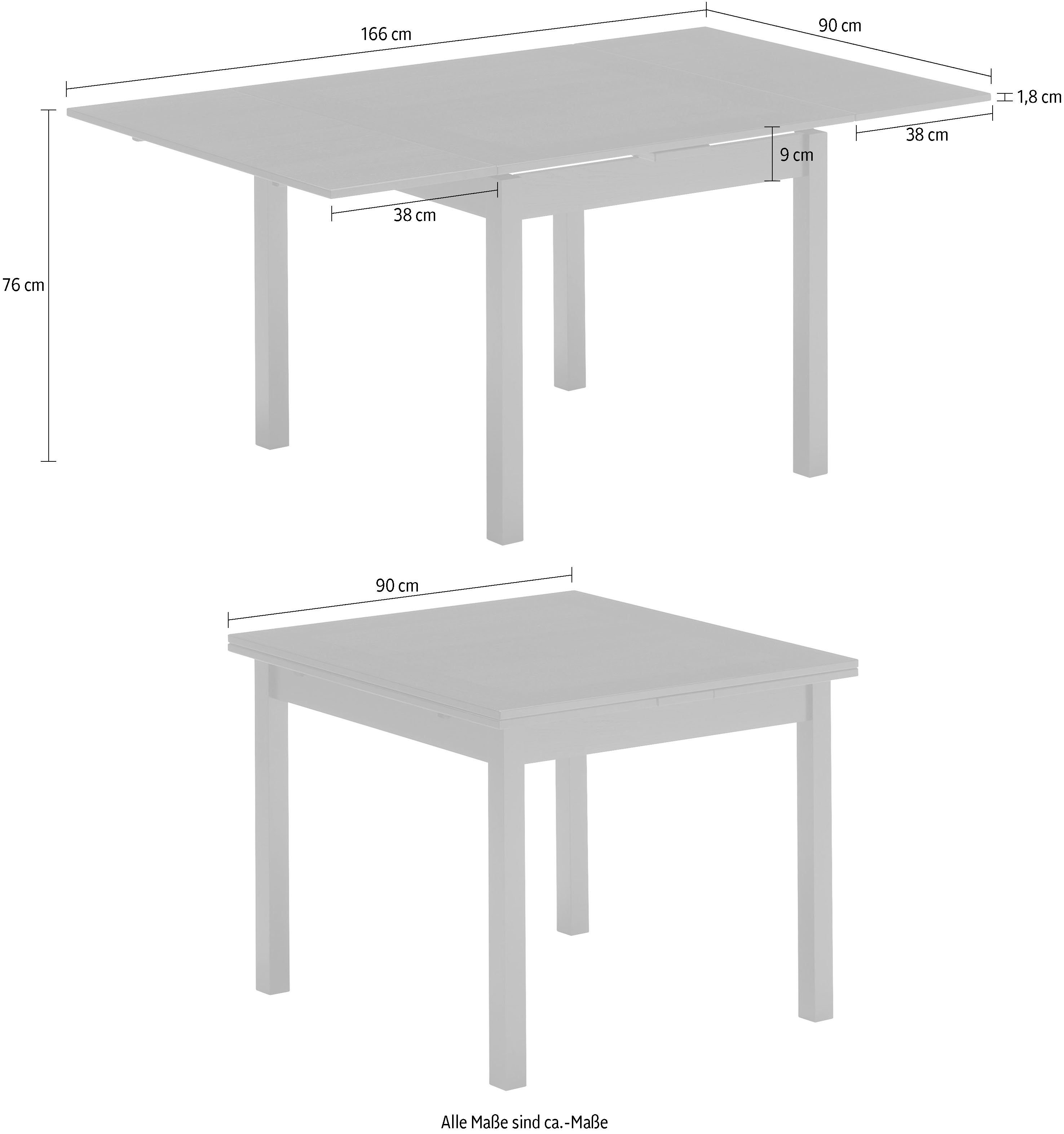 Hammel Furniture Wenge Hammel Basic Auszugsfunktion aus by mit Furnier/Massivholz, Esstisch in Breiten, Dinex, zwei