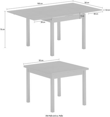 Hammel Furniture Esstisch Basic Dinex, schnell innenliegende Einlegeplatten ausziehbar, Furnier / Massivholz, in zwei Breiten, stabiler dänische Design Tisch