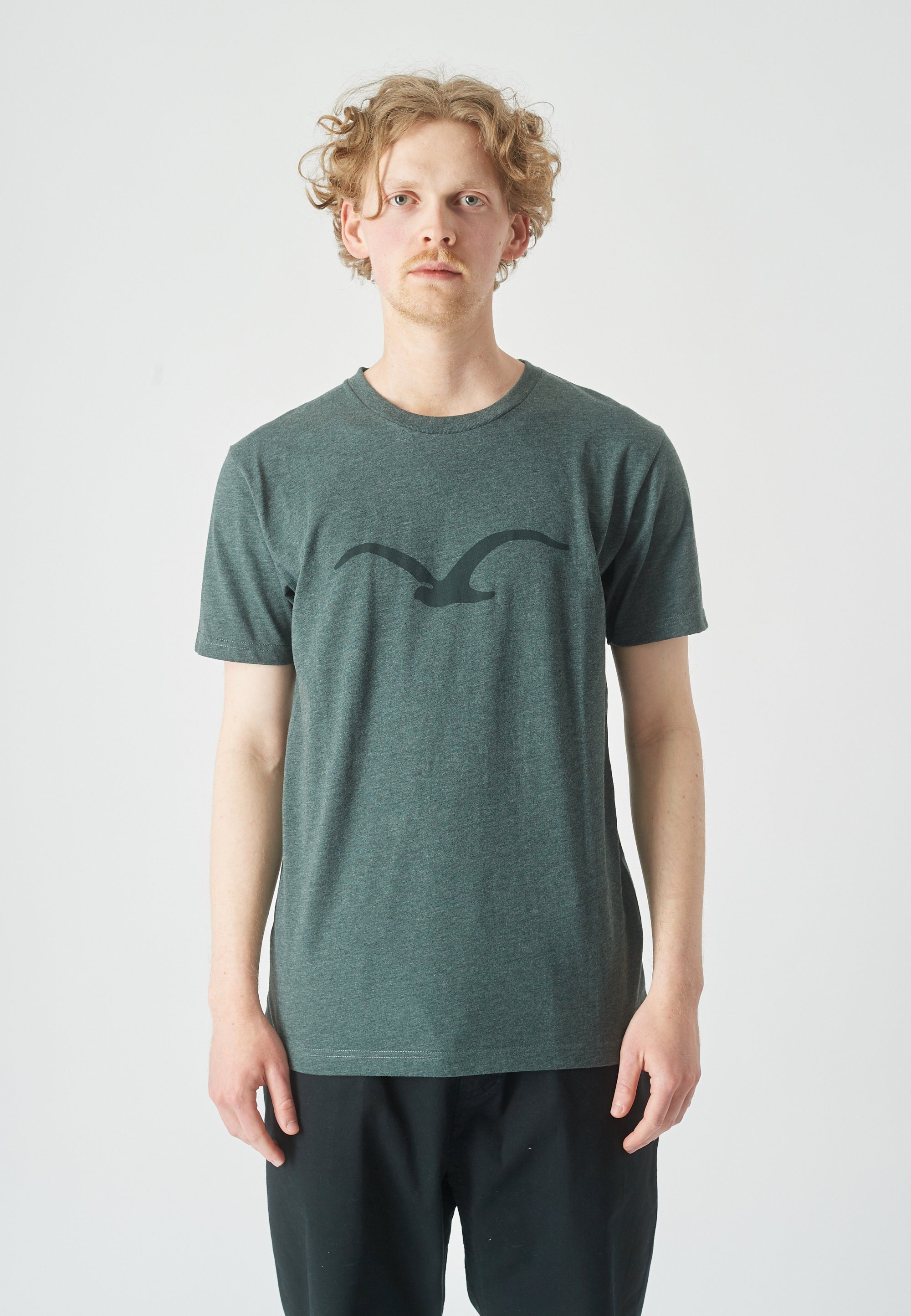 Cleptomanicx T-Shirt Mowe mit klassischem Print grün-meliert