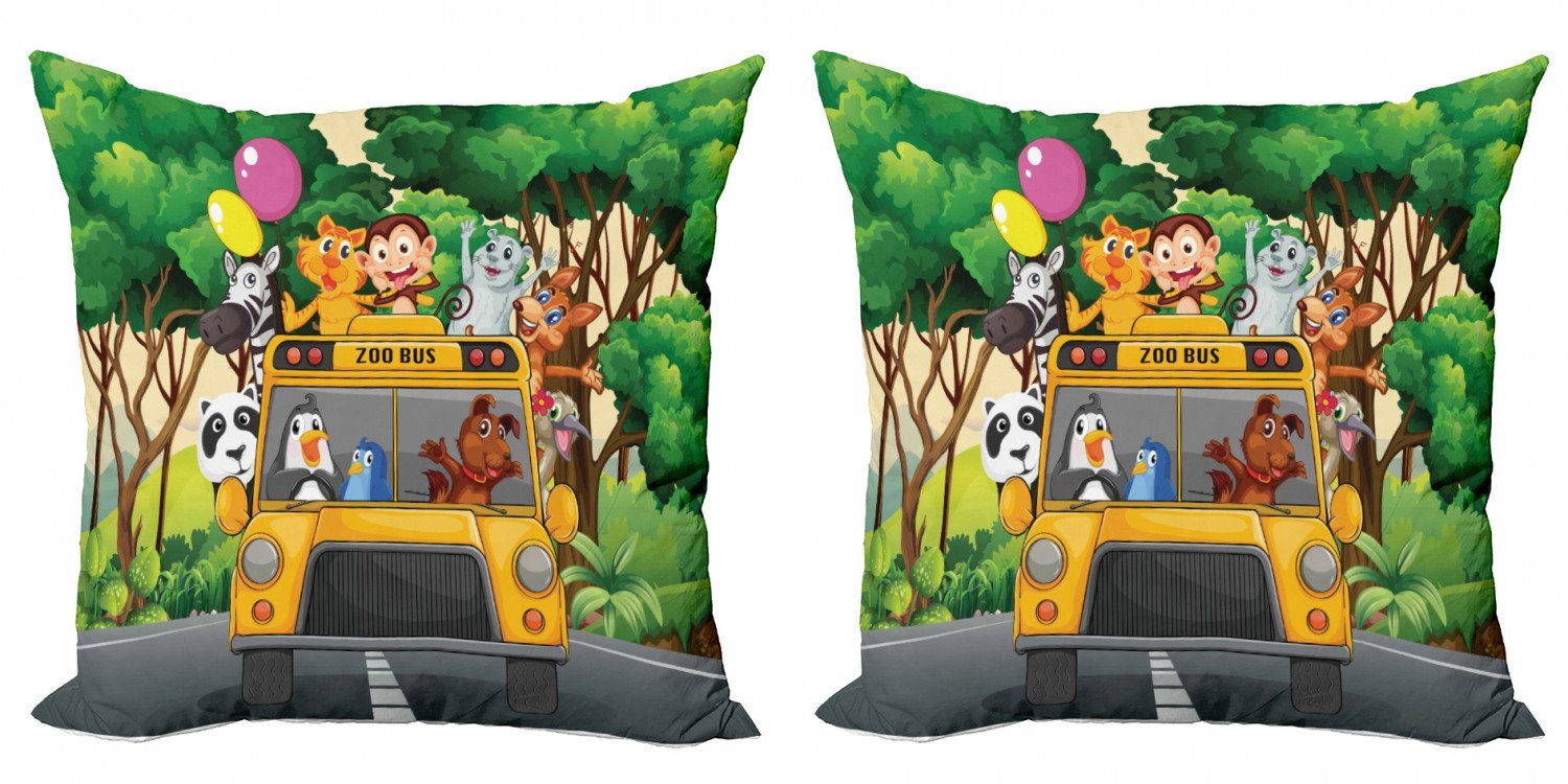 Tiere Balloons (2 Digitaldruck, Abakuhaus Accent Doppelseitiger Zoo Bus Modern Kissenbezüge Reisen Stück),