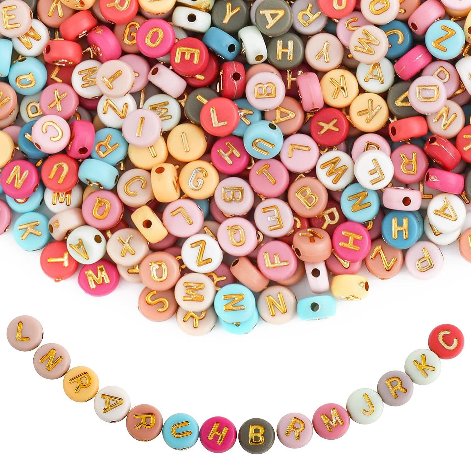 Fivejoy Bead-Armband-Set (Beads & Zubehör 1000 Stück Buchstabenperlen bunte A-Z Buchstabenperlen 7 mm Acrylperlen Perlen zum Auffädeln für Armbänder Halsketten Schmuck DIY Herstellung (Alphabet Zufällig)