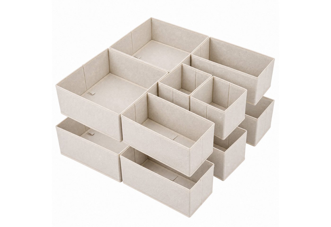 Sekey Aufbewahrungsbox Aufbewahrungsboxen Set us Vliesstoff Faltbare Stoffboxen Organizer (12 St), Beige S (28×28×13×4, 14×28×13×4, 14×14×13×4) – für Schubladen/Regale