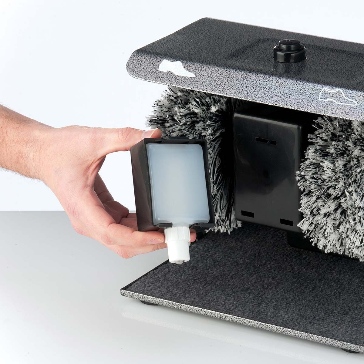 TREBS Schuhputzmaschine 99216, Automatische Schuhputzmaschine, 90W, 2 Bürsten, Creme-Spender