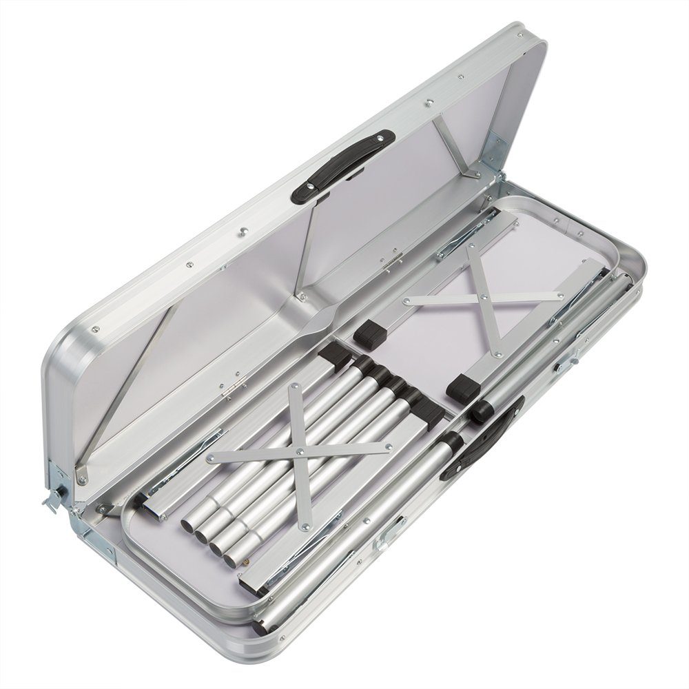 Casaria Campingtisch (3-St), Klappbar mit Bänken 90x60cm Alu Falttisch Leicht Camping Zubehör Grau