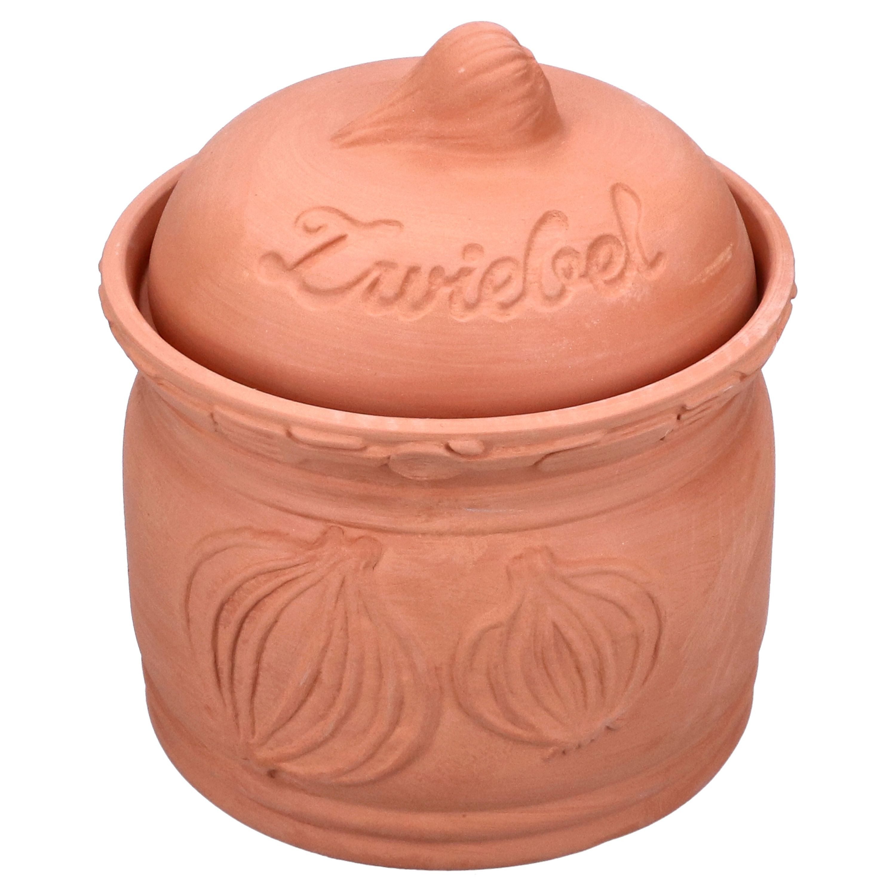 MamboCat Vorratsglas Terra Zwiebeltopf mit Deckel Ø 17,8cm aus Terrakotta Aufbewahrungsbox, Ton
