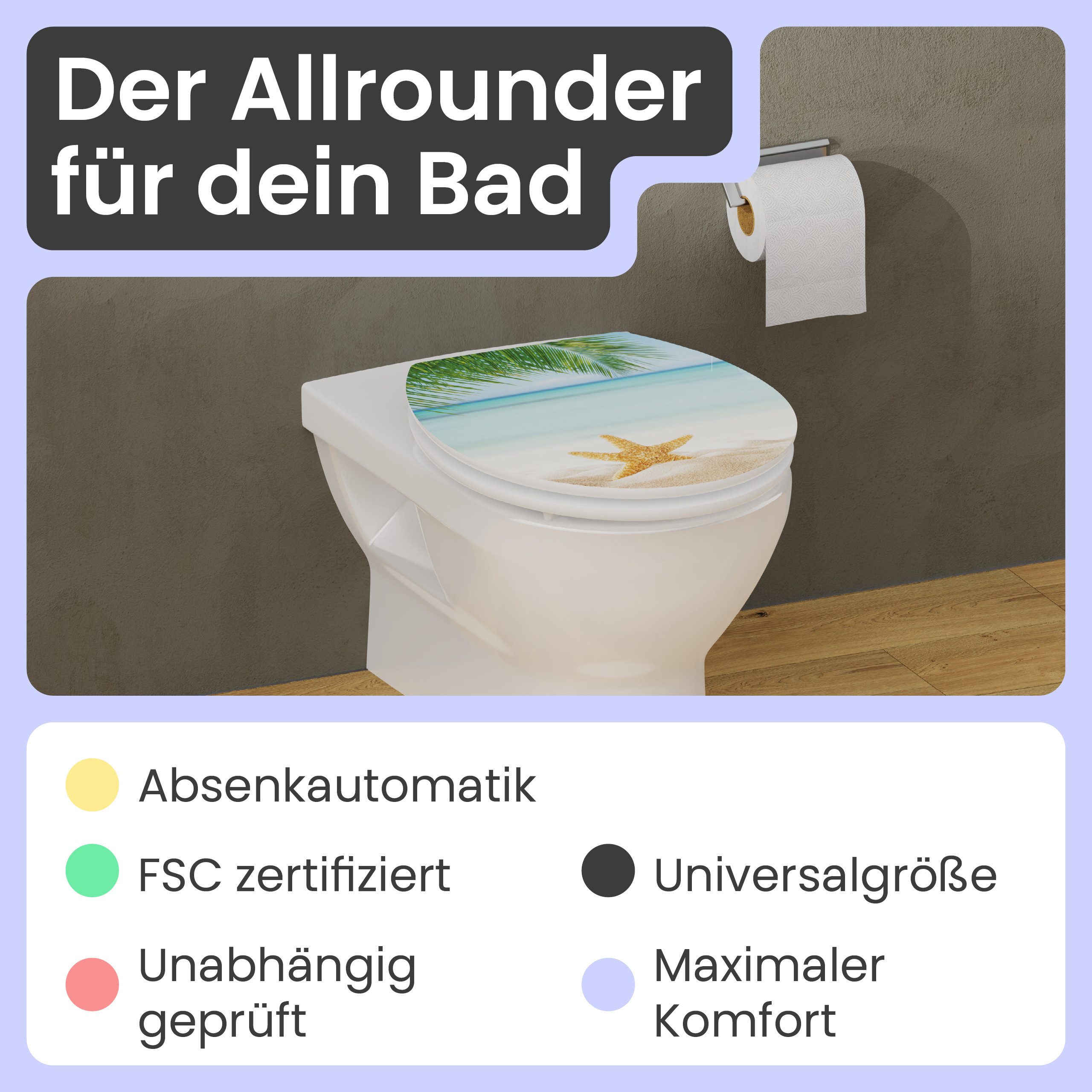 instmaier WC-Sitz Gaia Holz Toilettendeckel, Seestern günstig online kaufen