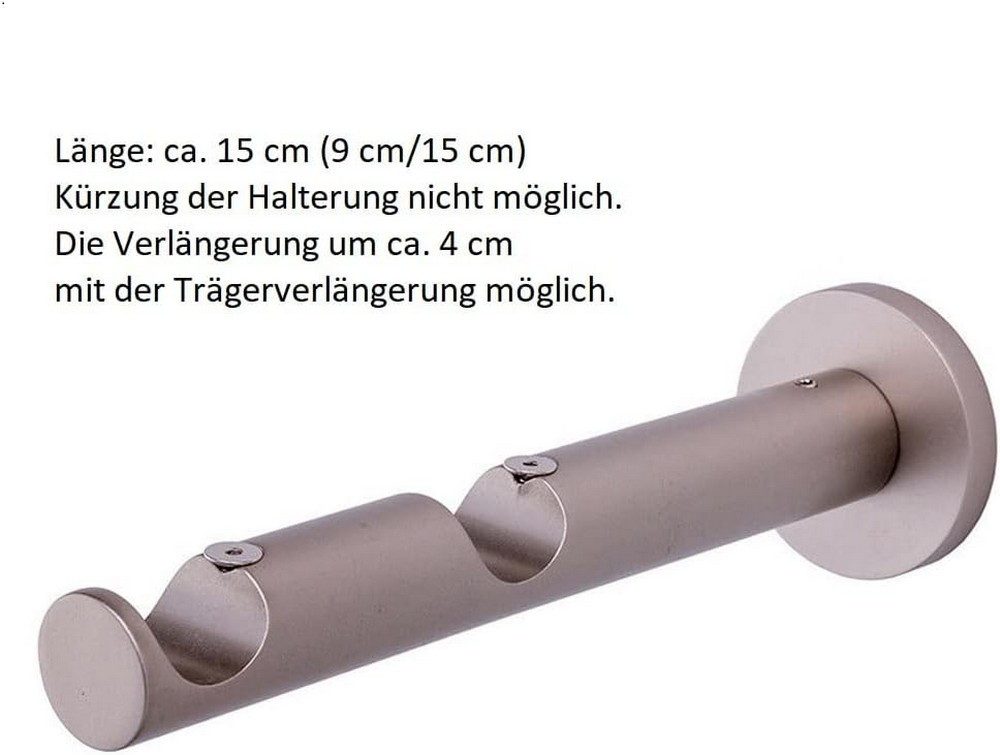 MDEKOR Gardinenstange komplette Ø 16 mm mit Endkappen, kürzbar, Wandmontage, 2-läufig, 120 cm Chrom Matt – Bild 4 von 5