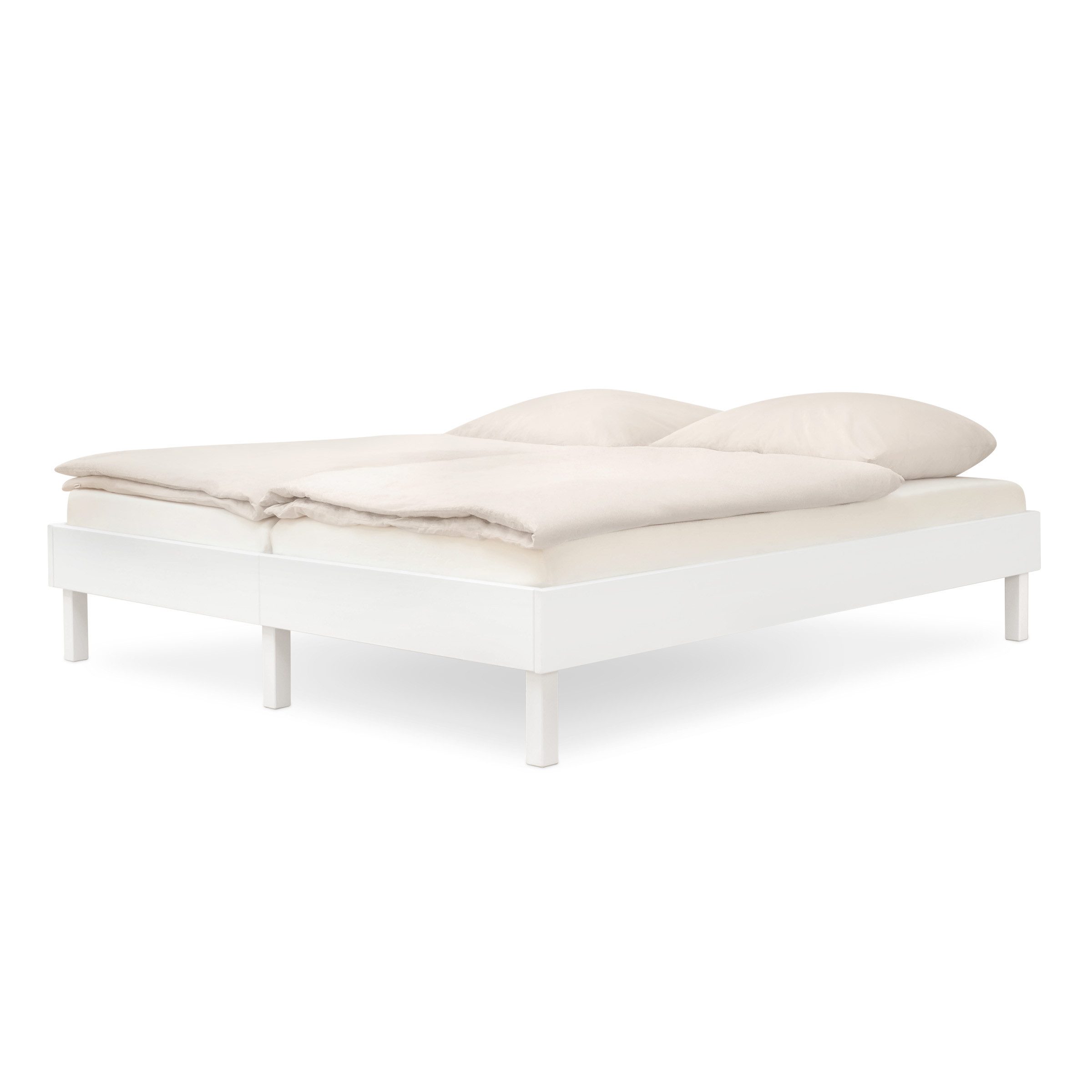 Ehrenkind Holzbett Plano, Modulares Familienbett, FSC® Zertifiziert (Doppelbett, 180×200 cm, aus massivem Kiefernholz, weiß lackiert, modular erweiterbar mit Zubehör und weiteren Plano Betten), 2‑in‑1 Höhe (Bodenbett oder Standard)