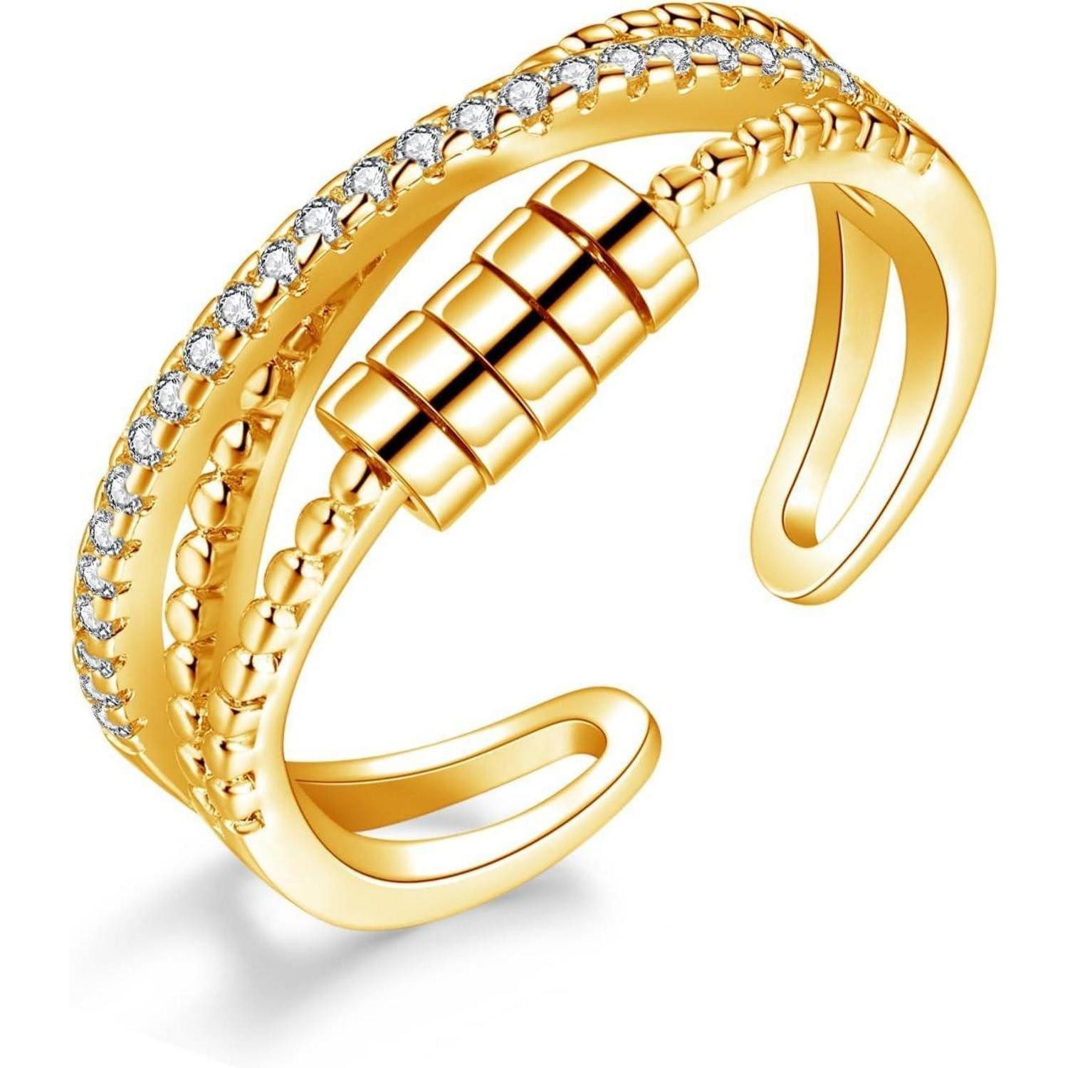 LuxusKollektion Silberring Кольца 925 Silber Verstellbar Anxiety Kreuz Ring Gold