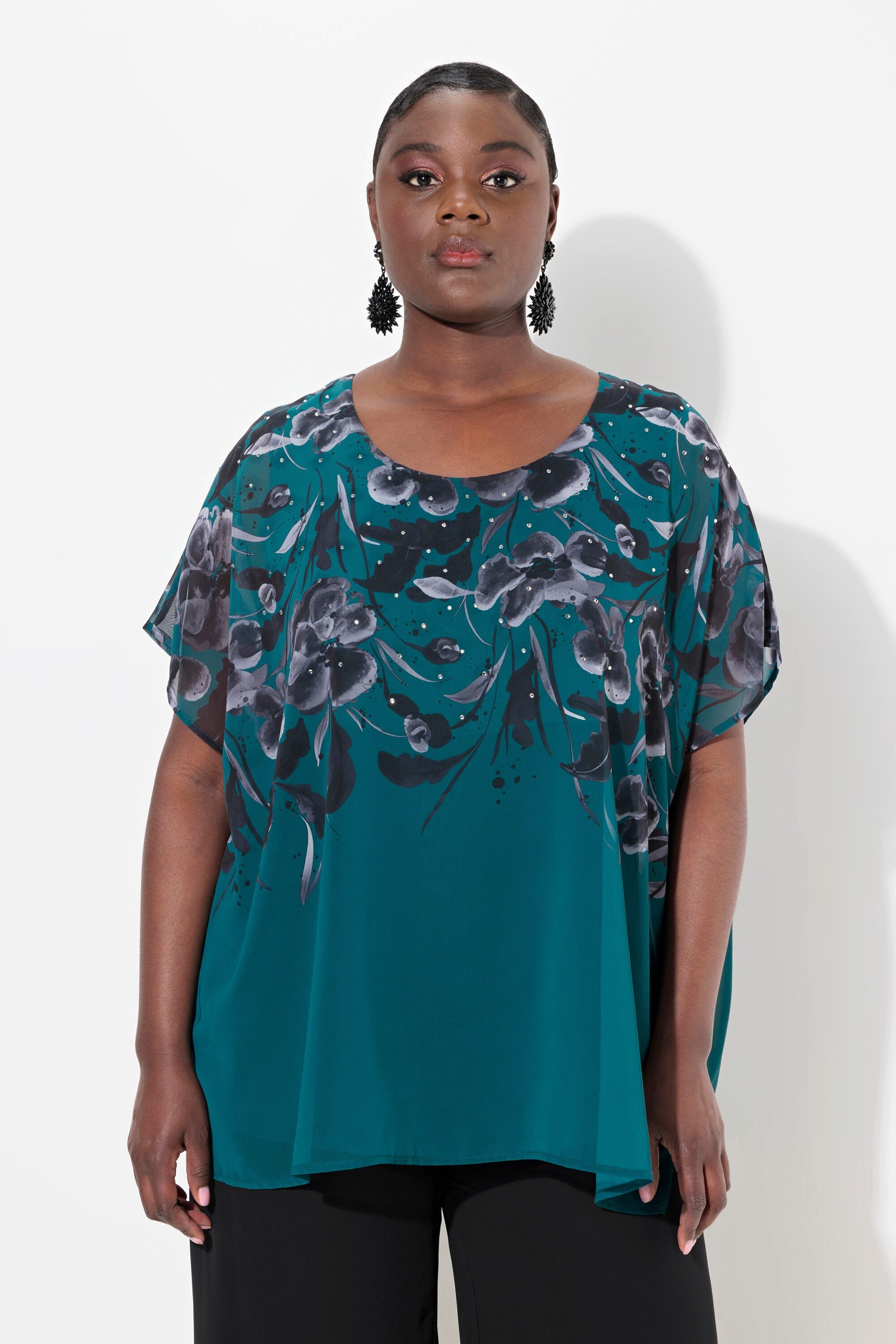 Ulla Popken Druckbluse Blusenshirt doppellagig Oversized günstig online kaufen