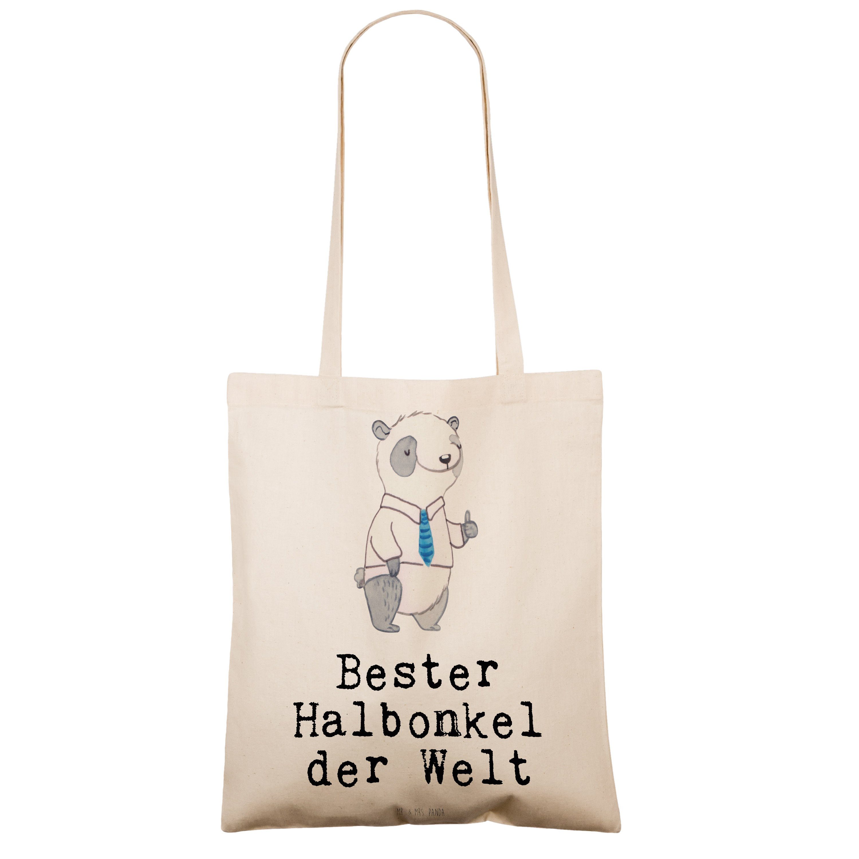 Mr. Panda - Welt Panda - Mrs. Beuteltasch Geschenk, Transparent der & Bester Halbonkel (1-tlg) Tragetasche