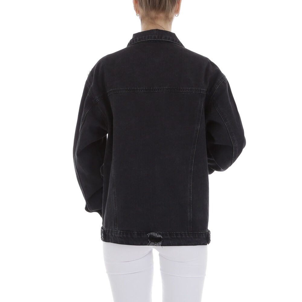 Ital-Design Jeansjacke Damen Rockabilly (86099100) Used-Look Jeansjacke in Schwarz