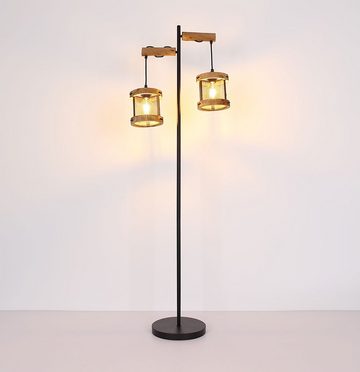 etc-shop Stehlampe, Leuchtmittel nicht inklusive, Stehlampe Holz Stehleuchte Industrial Design Wohnzimmer