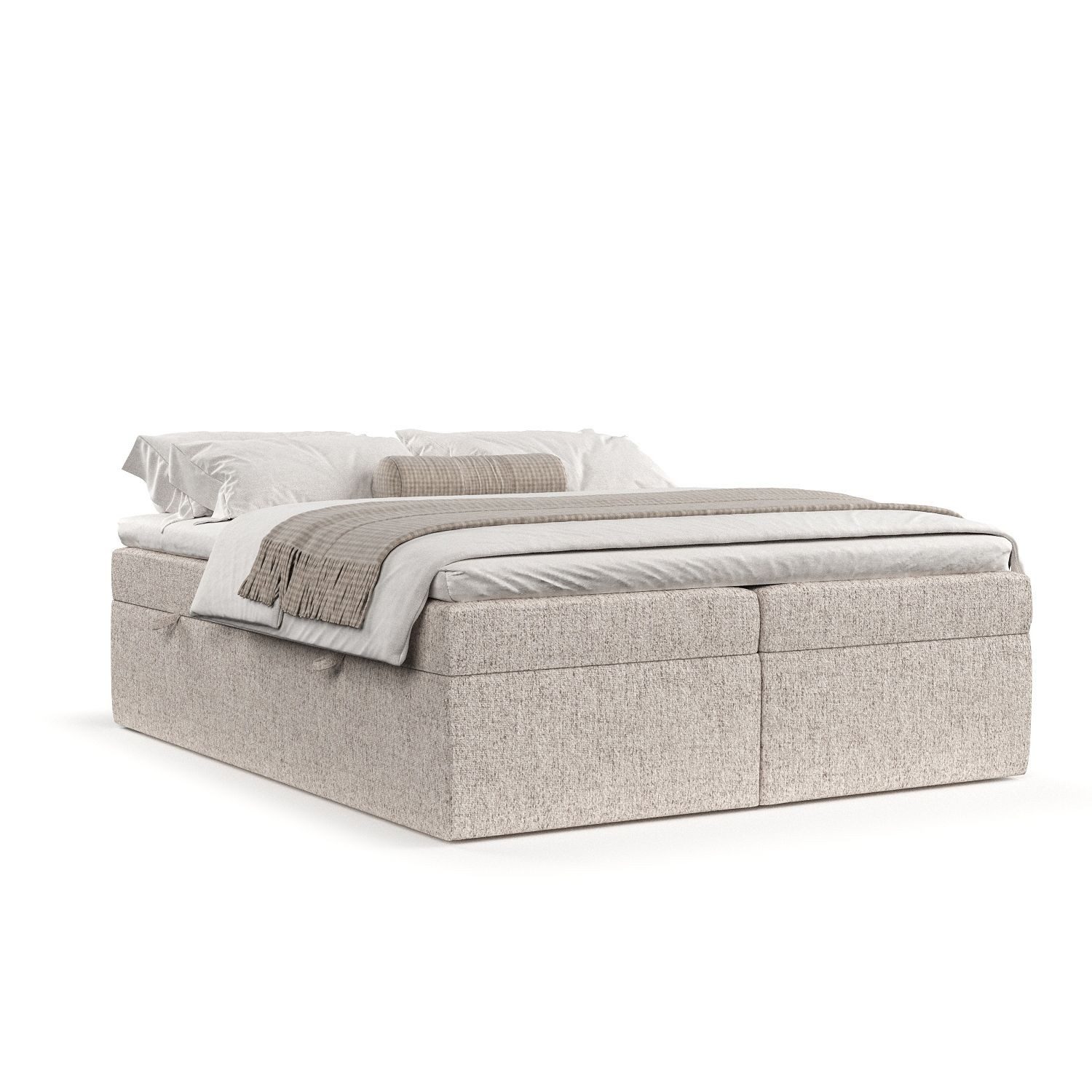 Maison de Rêve Boxbett Lennon mit Bettkasten (Matratze, Stauraum, Topper), Boxspringbett mit Bonellmatratze H3, Doppelbett, inkl. Topper