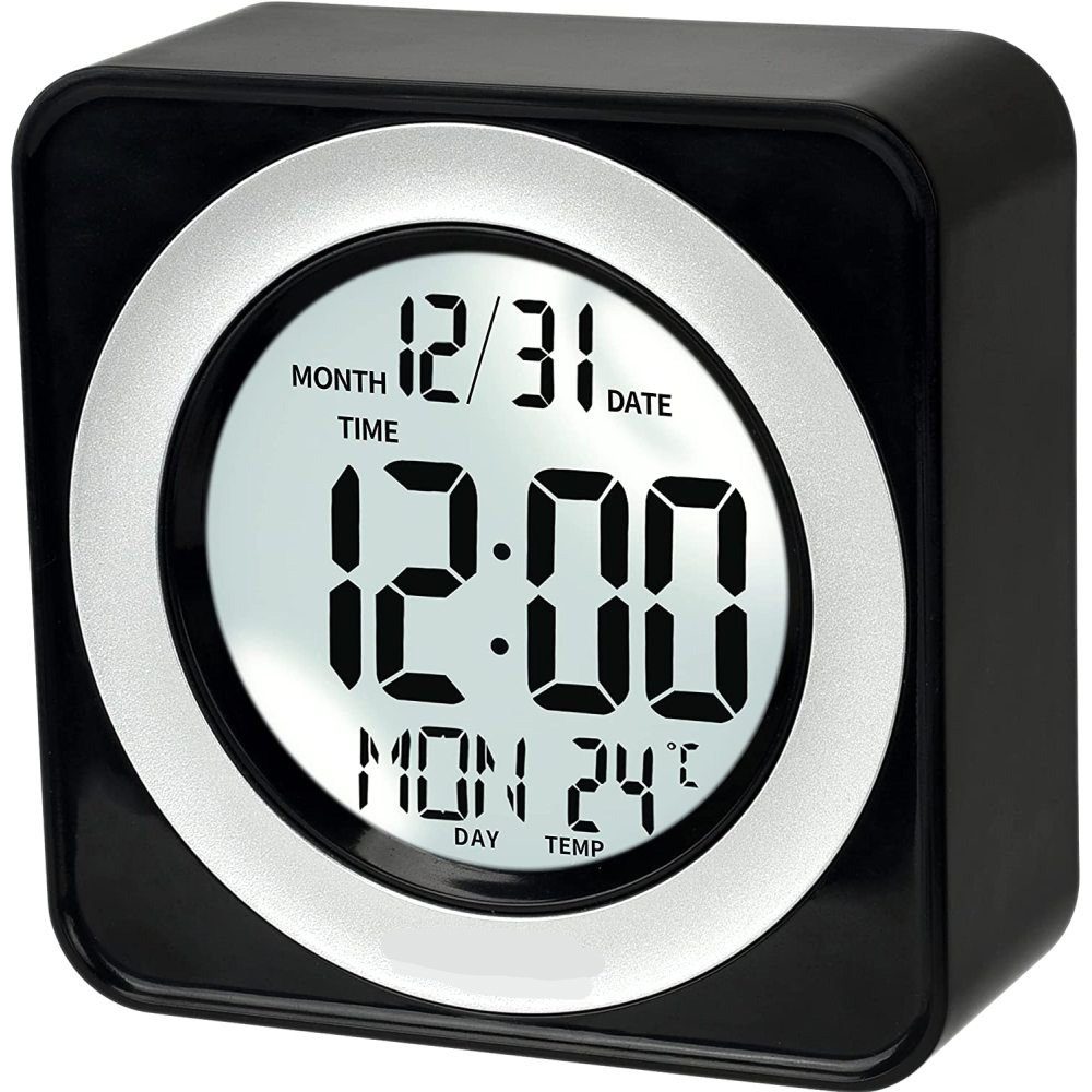 Digital Alarm Wecker Tischuhr LCD Mit Temperaturanzeige und Kalender Schwarz Neu 