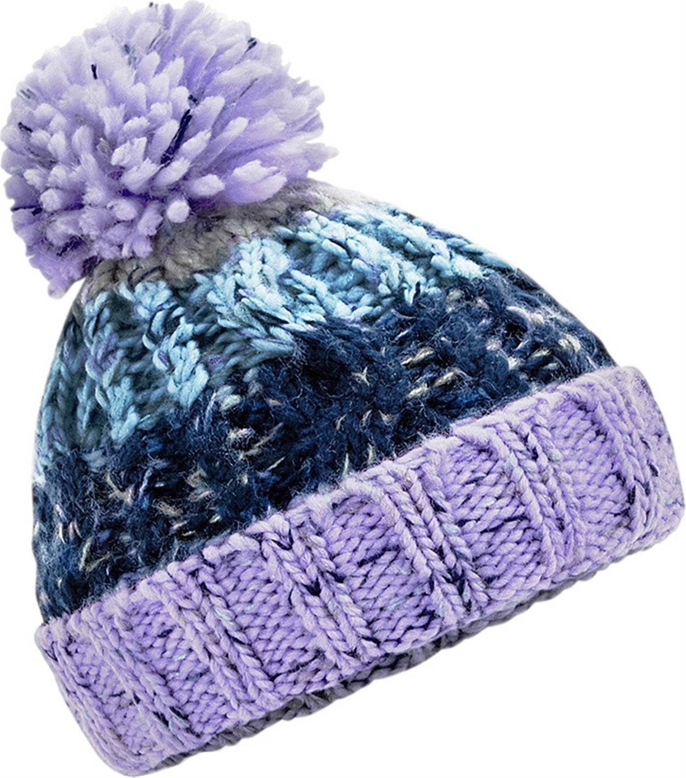NEVERLESS Bommelmütze Baby Wintermütze Mädchen Strickmütze Grobstrick Bunt Effektgarn Bommelmütze Kleinkind Neverless® mehr