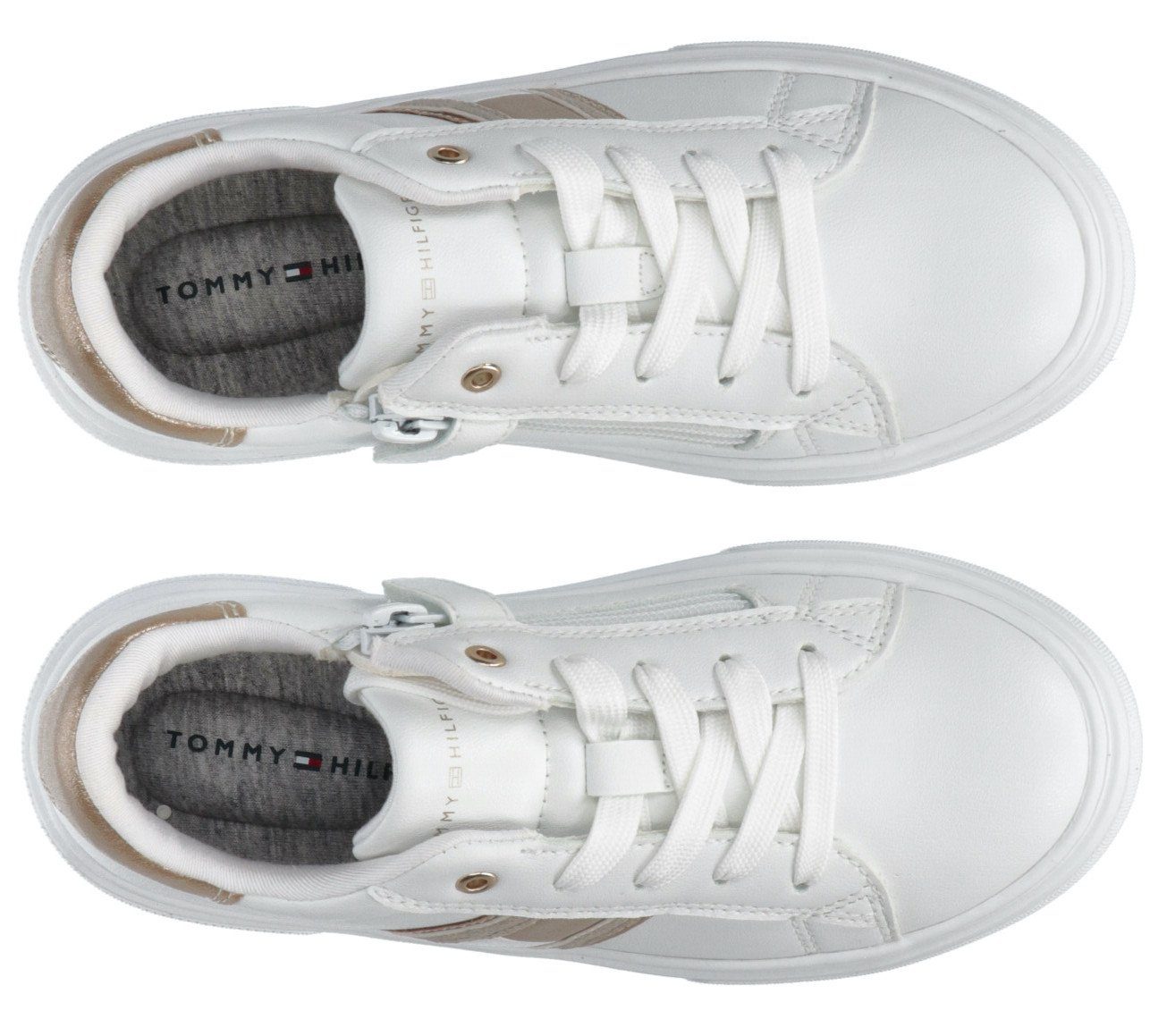 Tommy Hilfiger FLAG LOW CUT Sneaker SNEAKER LACE-UP weiß-goldfarben mit Reißverschluss