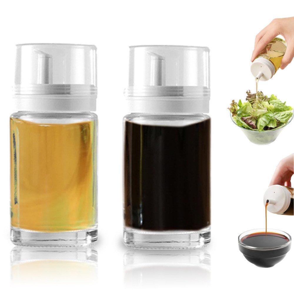 Blusmart Ölspender Auslaufsichere Ölspenderflasche für Öl und Essig, (100 ml Olivenöl und Essig aus Glas, 2-tlg., Mini Glasöl flasche), Für Küche und Grill