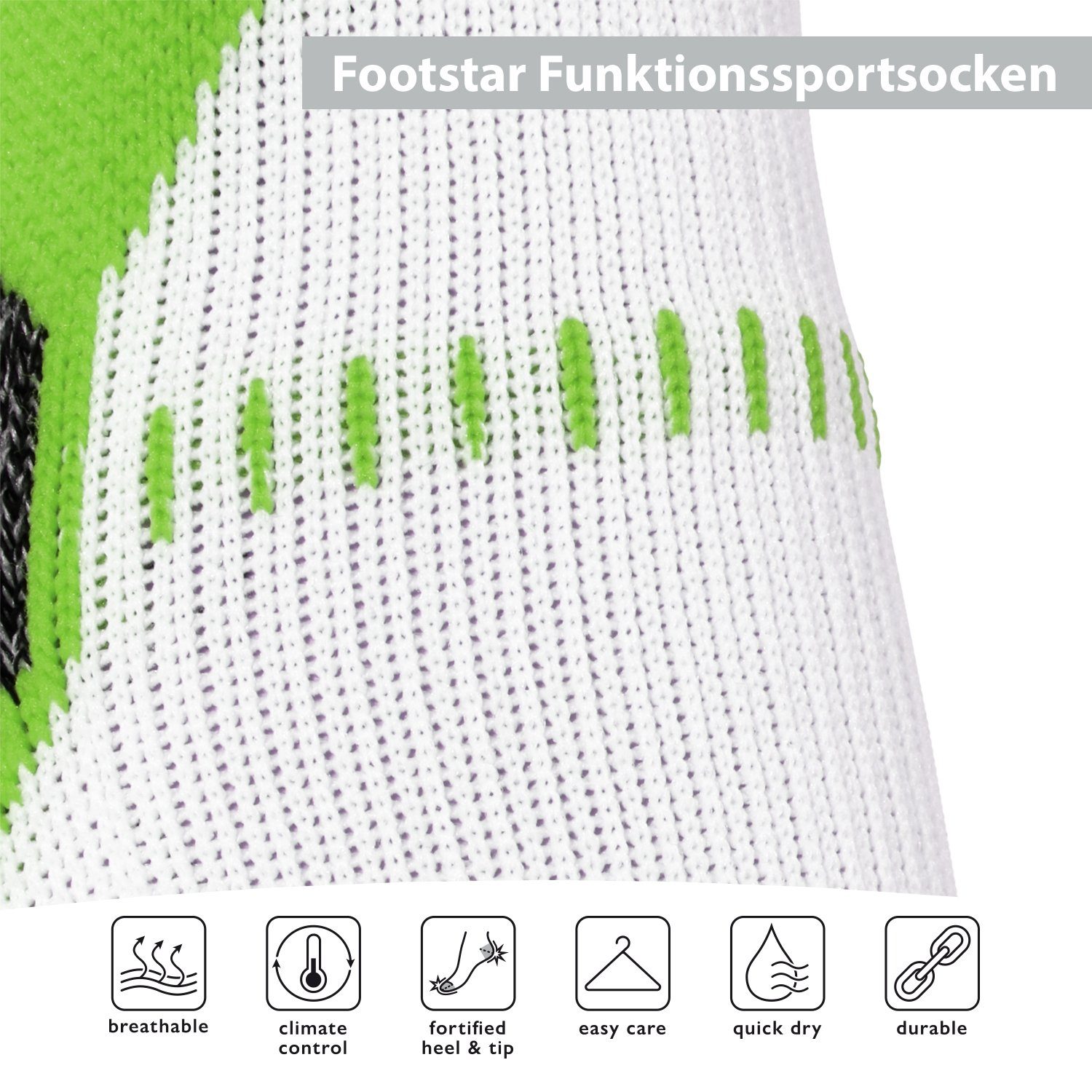 Footstar Sportsocken Damen & Herren Paar) (6 Schwarz/Blau Socken Laufsocken Sport Funktions