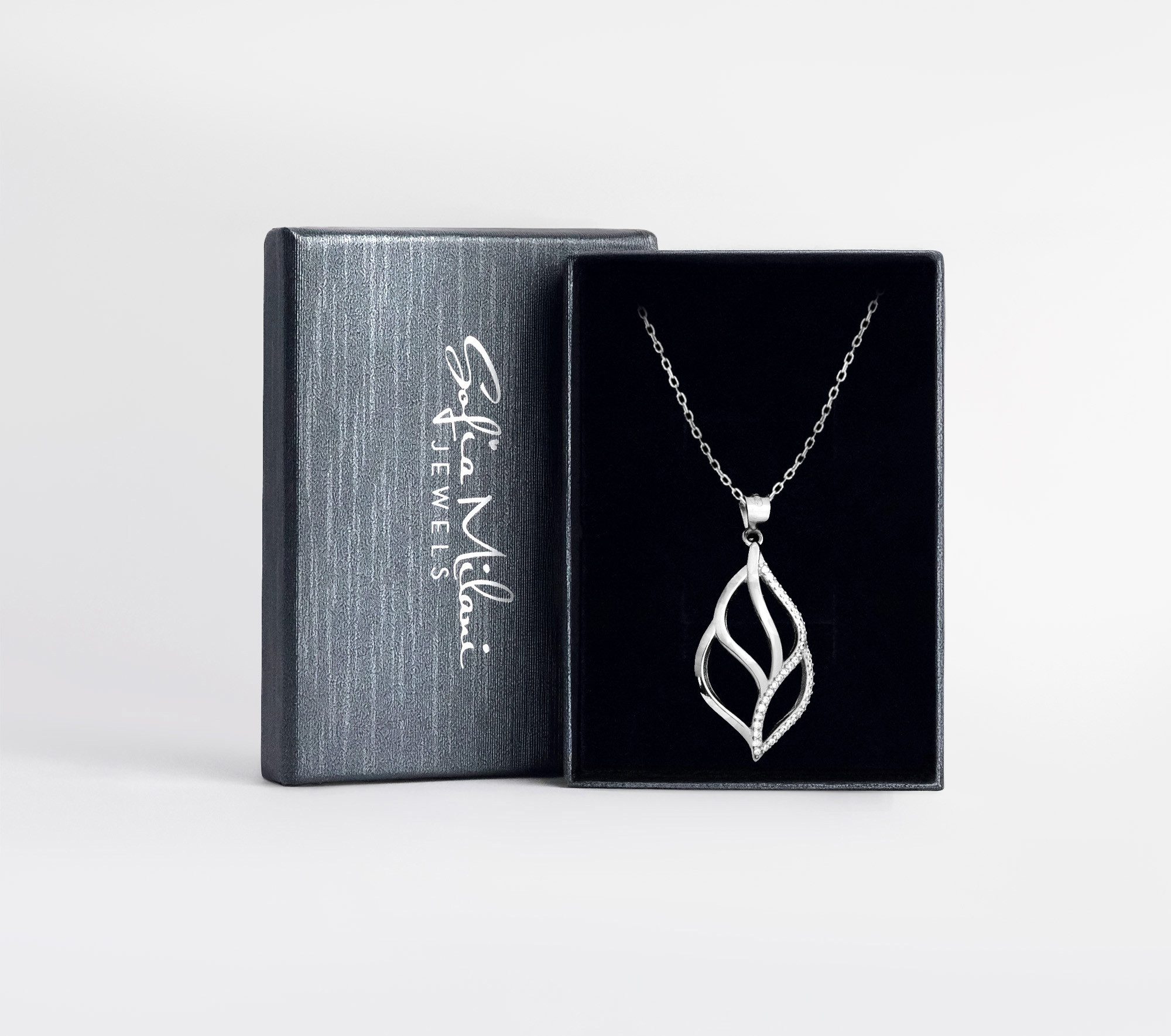 Sofia Milani Kette mit Anhänger Blatt, 925 Silber Damen Schmuck - N0857