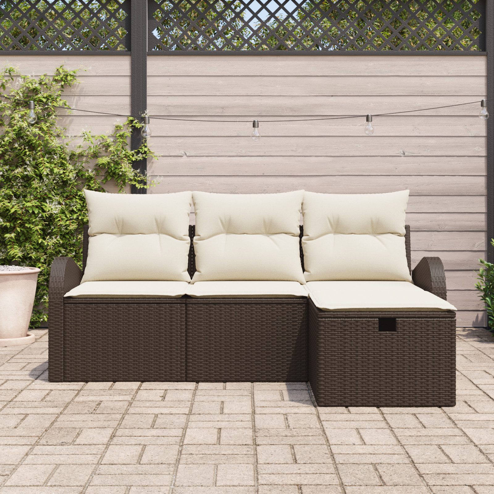 vidaXL Loungesofa 4-tlg. Garten-Sofagarnitur mit Kissen günstig online kaufen