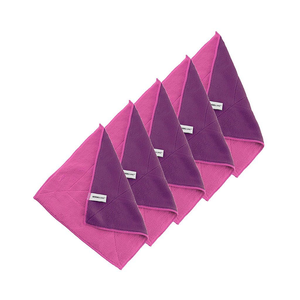 Kochblume Geschirrtuch Microfasertuch 30 x 30 cm, (Spar-Set, 5-tlg), 800g/m² Qualtität pink/lila