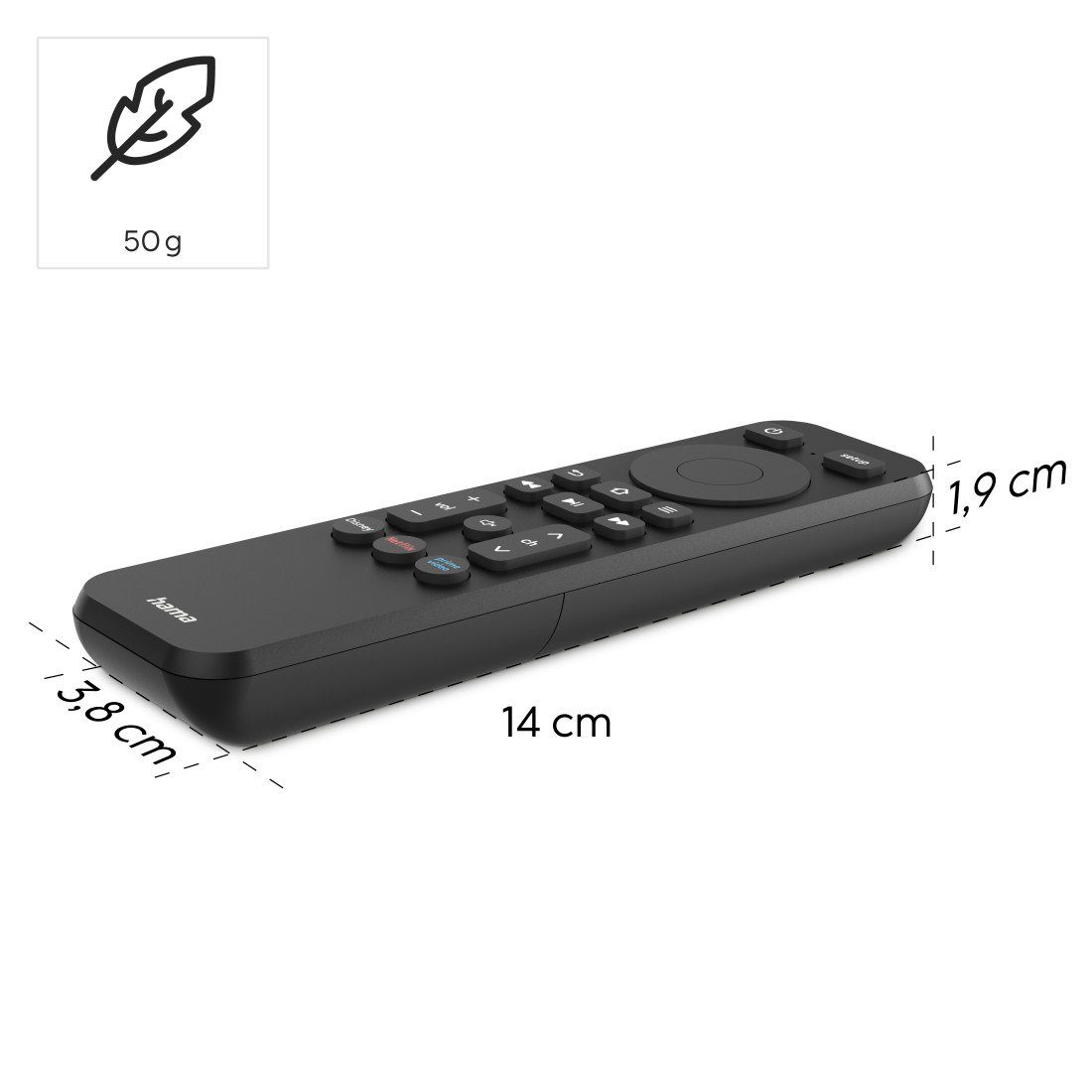 Hama Universal Infarot Fernbedienung für TV, Smart TV, SAT Geräte, schwarz Universal-Fernbedienung (2-in-1, 10m Reichweite, Netflix, Prime Video, Disney+, programmierbar)