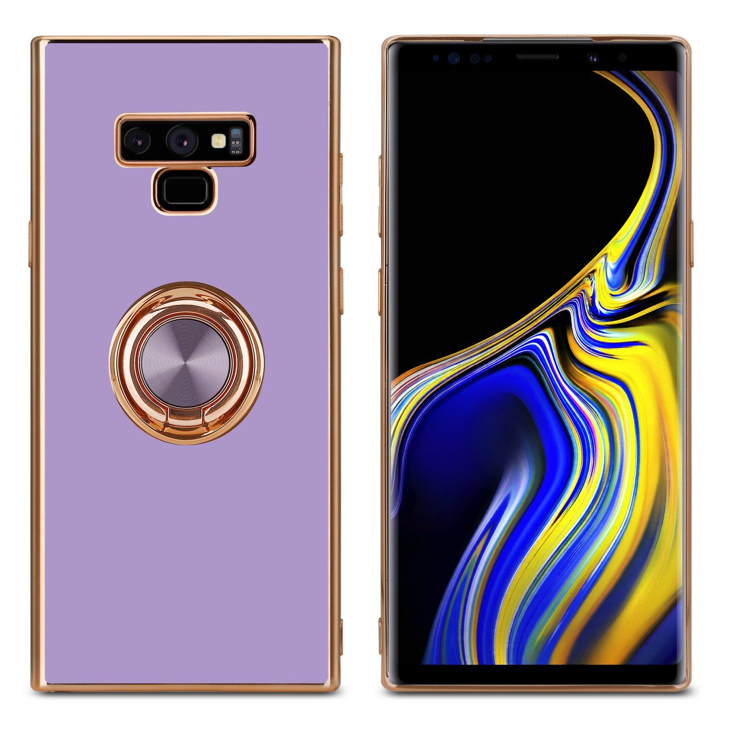 Cadorabo Handyhülle für Samsung Galaxy NOTE 9 Hülle Samsung Galaxy NOTE 9, Schutzhülle - TPU Silikon Hülle - mit Kameraschutz und Ring