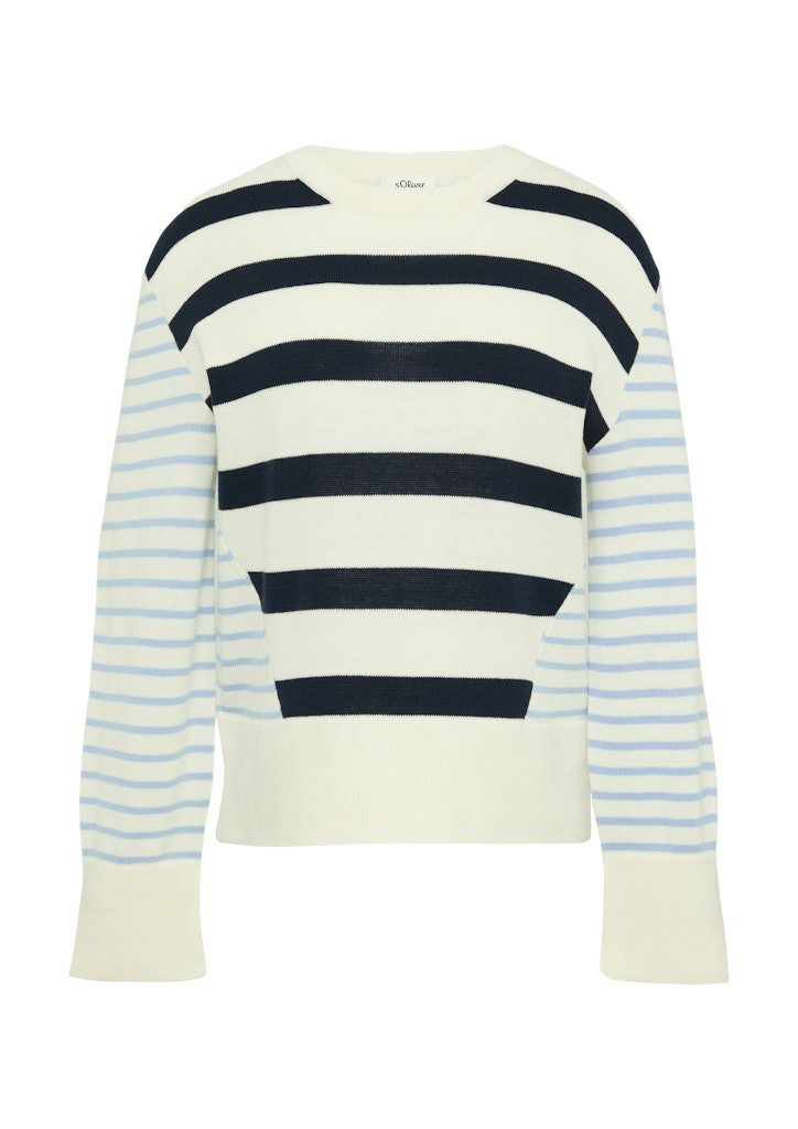 s.Oliver Strickpullover Rundhals-Pullover im Streifenmix günstig online kaufen