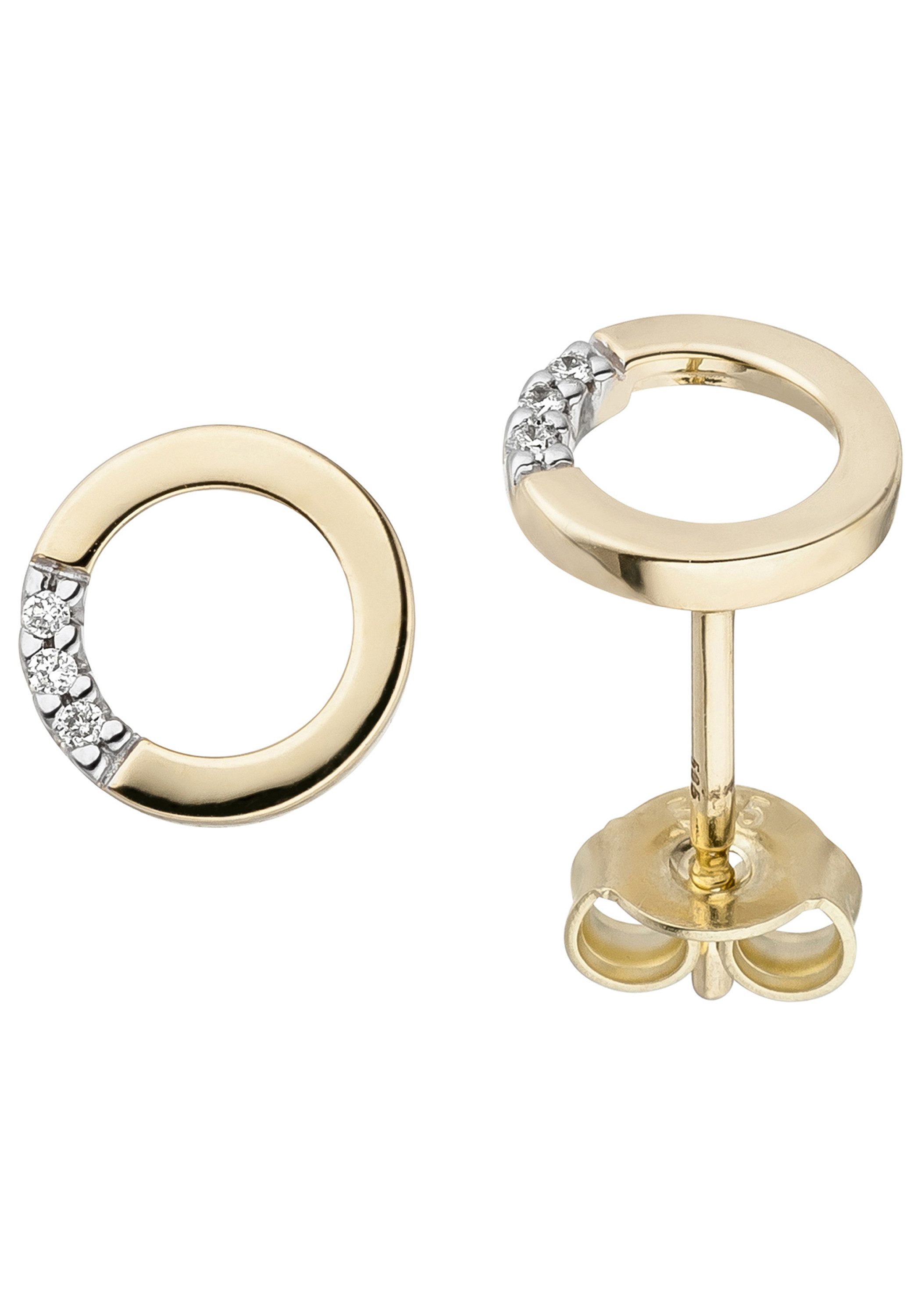 JOBO Paar Ohrstecker, rund 585 Gold mit 6 Diamanten günstig online kaufen