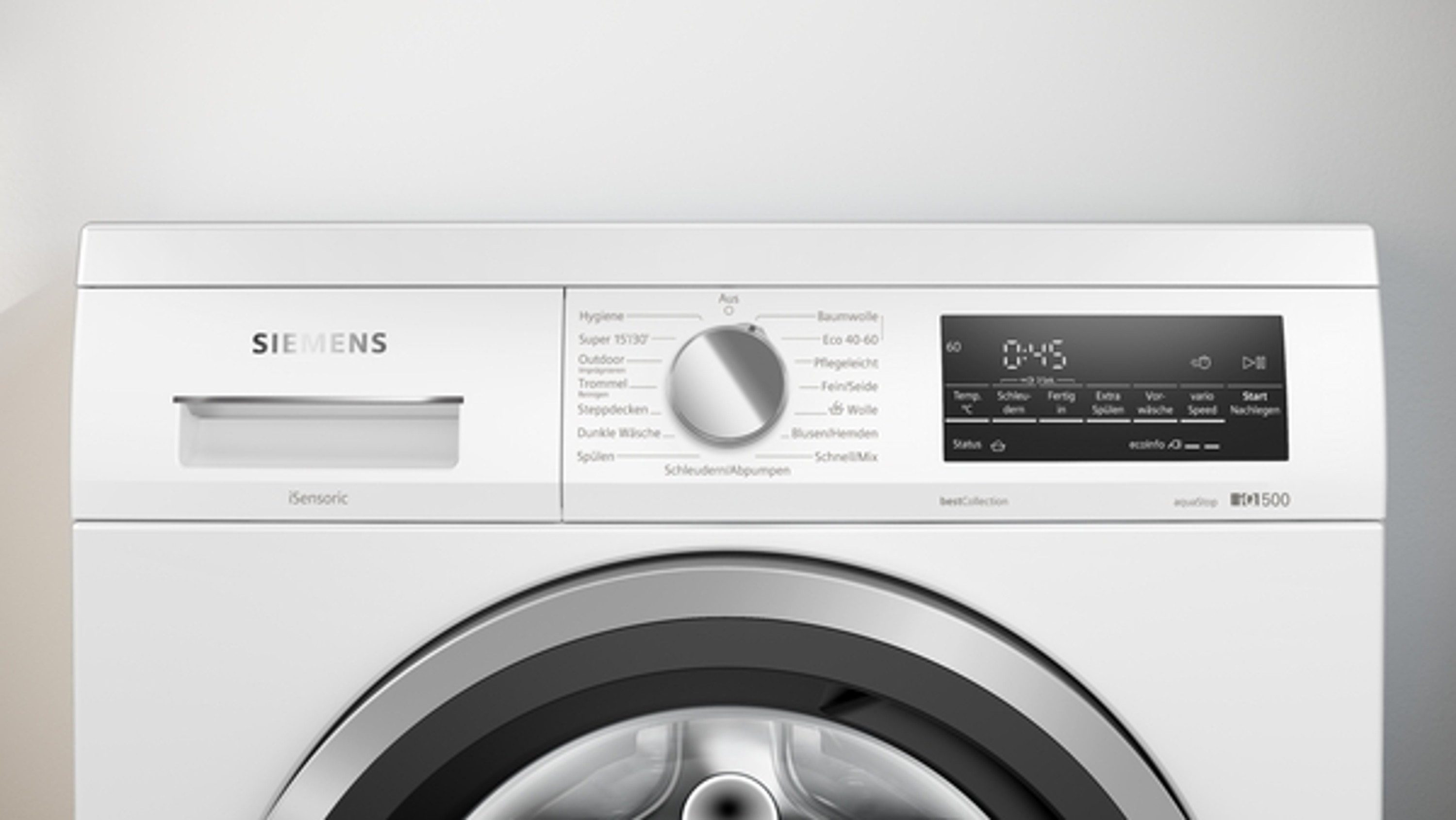 SIEMENS Waschmaschine iQ500 WU14UTG1, 8 kg, 1400 U/min, iQdrive, varioSpeed, Nachlegefunktion, softTrommel