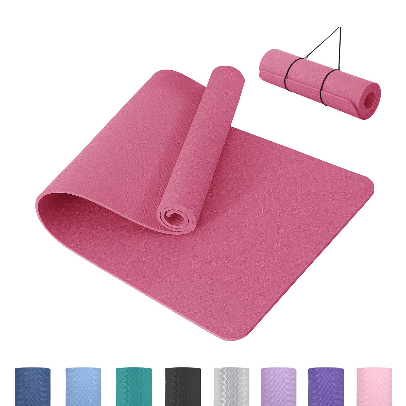 Good Nite Yogamatte Gymnastikmatten mit Tragegurt – 10 mm dick, 183x61 cm (1-St), rutschfest, komfortabel, 183x61x1 cm – Bild 2 von 5
