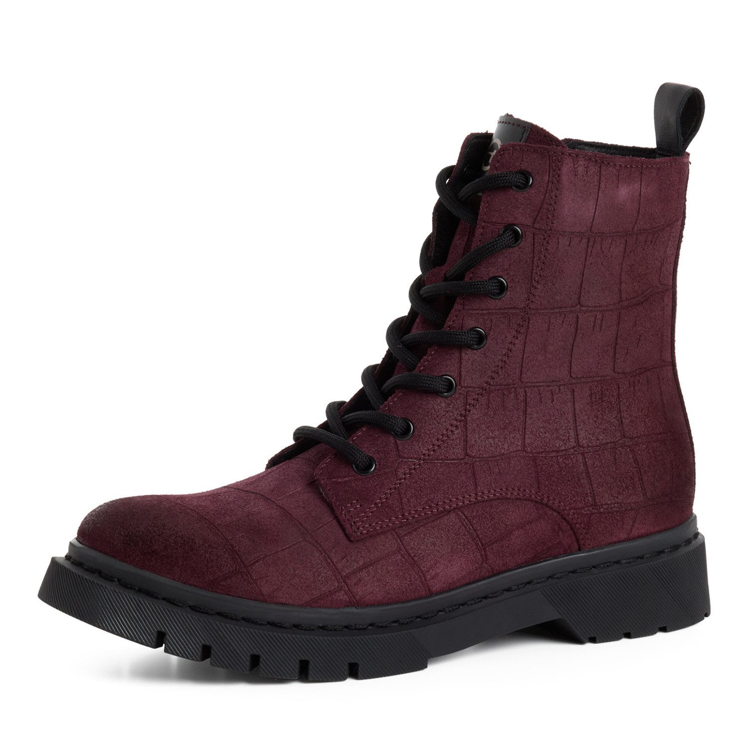 Tamaris Schnürboots Schnürstiefelette, Chunky Boots mit logobedruckter Anziehlasche